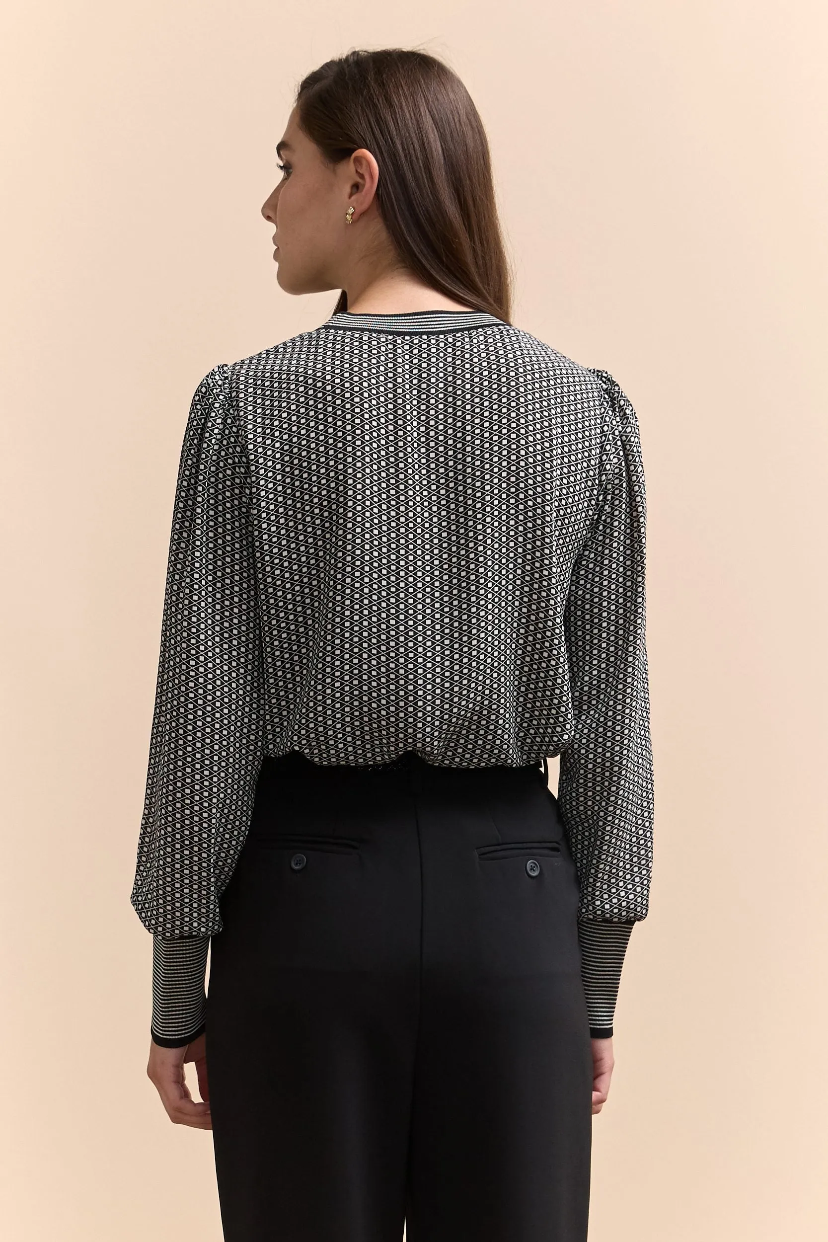 Printed blouse with puffy sleeves sold by Tristan Style product image thumbnail 3