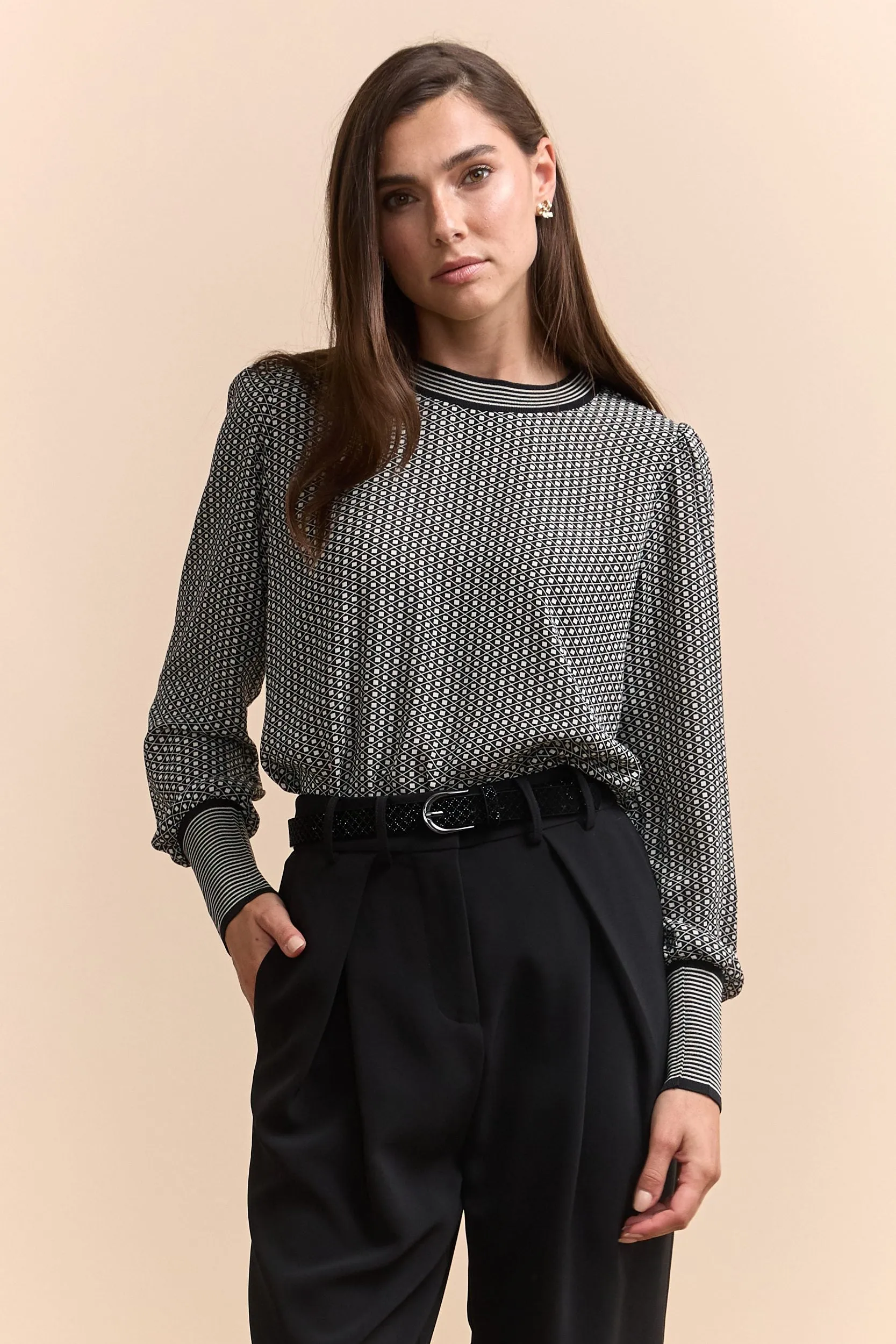 Printed blouse with puffy sleeves sold by Tristan Style