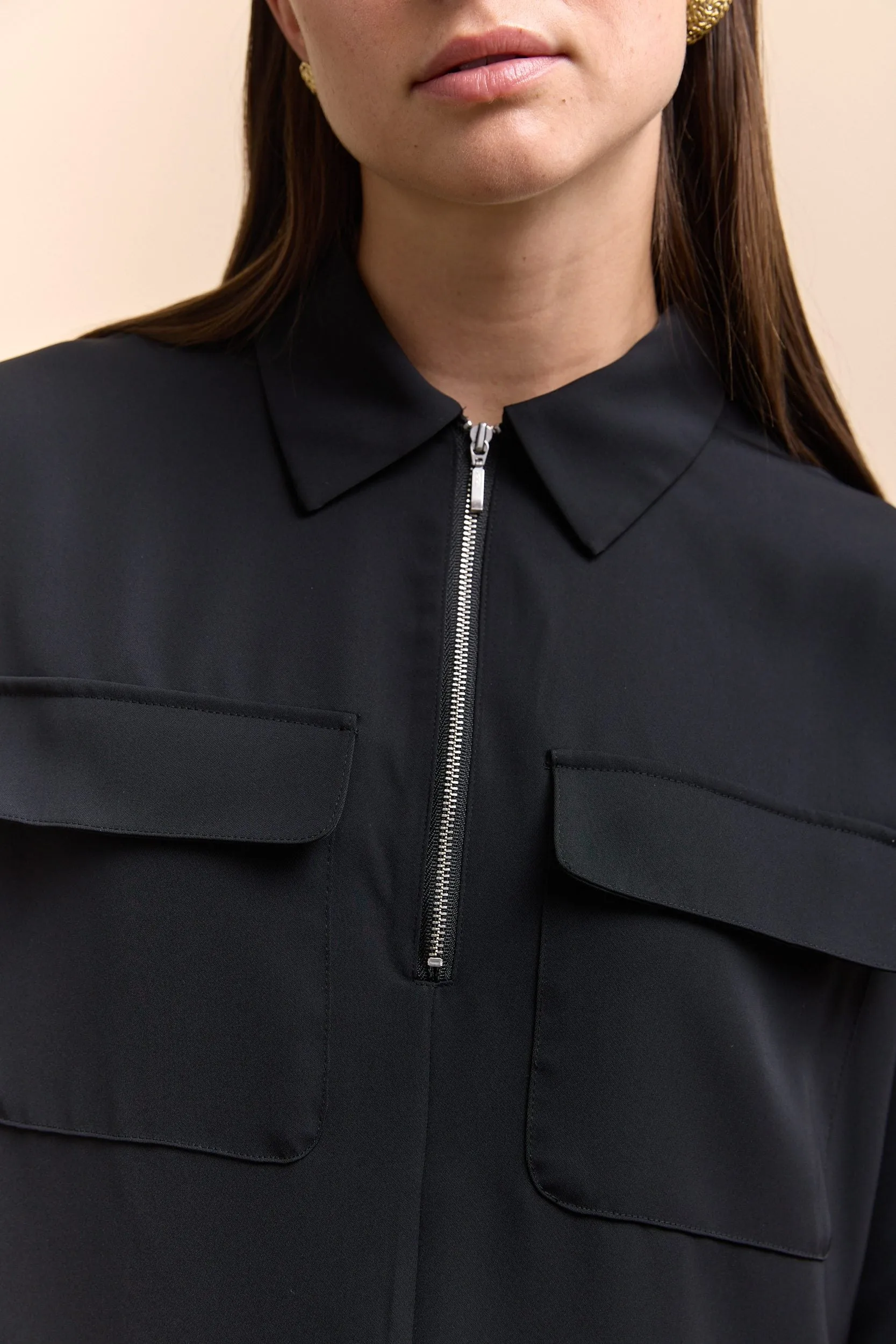 Oversized blouse with zipper sold by Tristan Style product image thumbnail 5