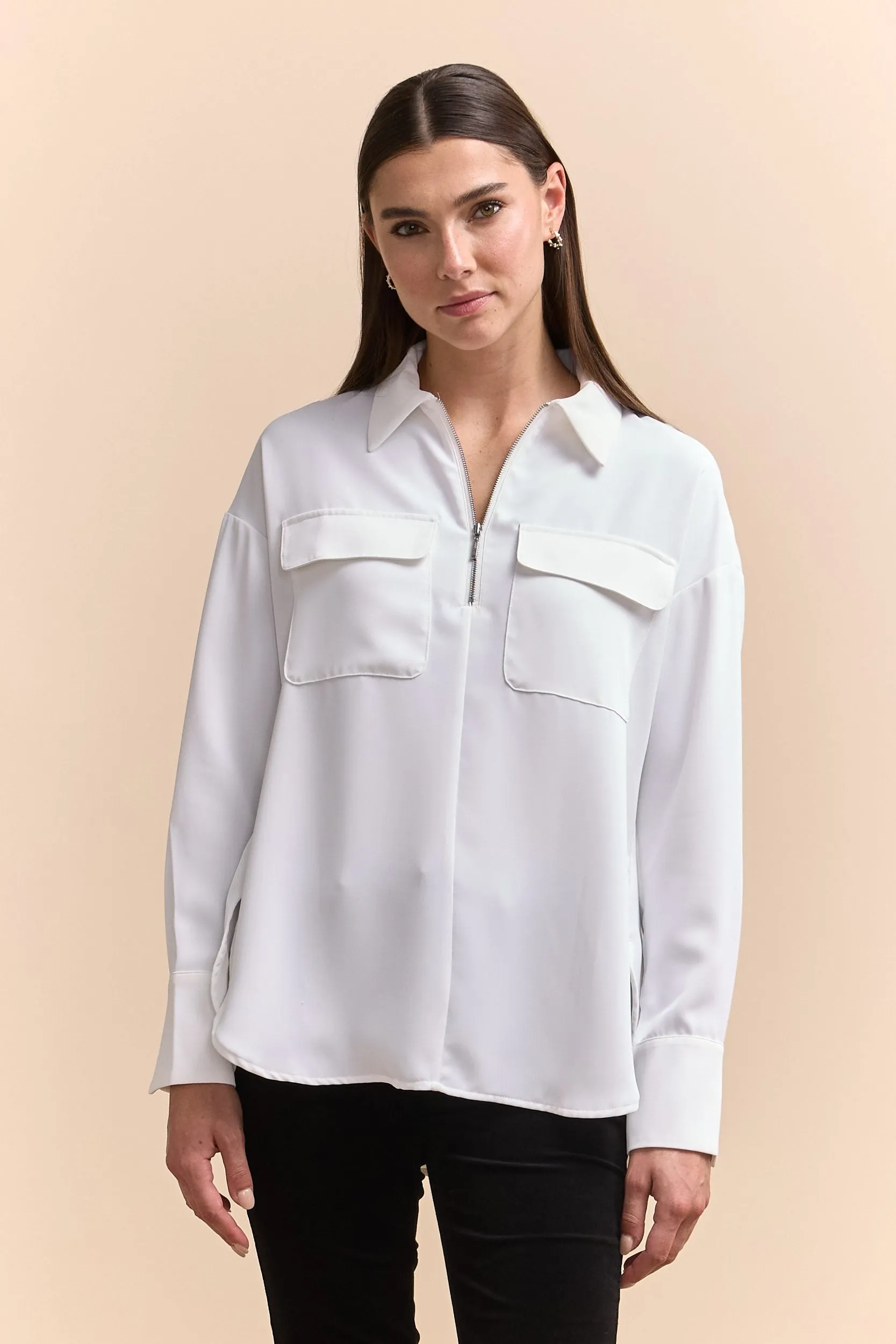 Oversized blouse with zipper sold by Tristan Style product image thumbnail 2