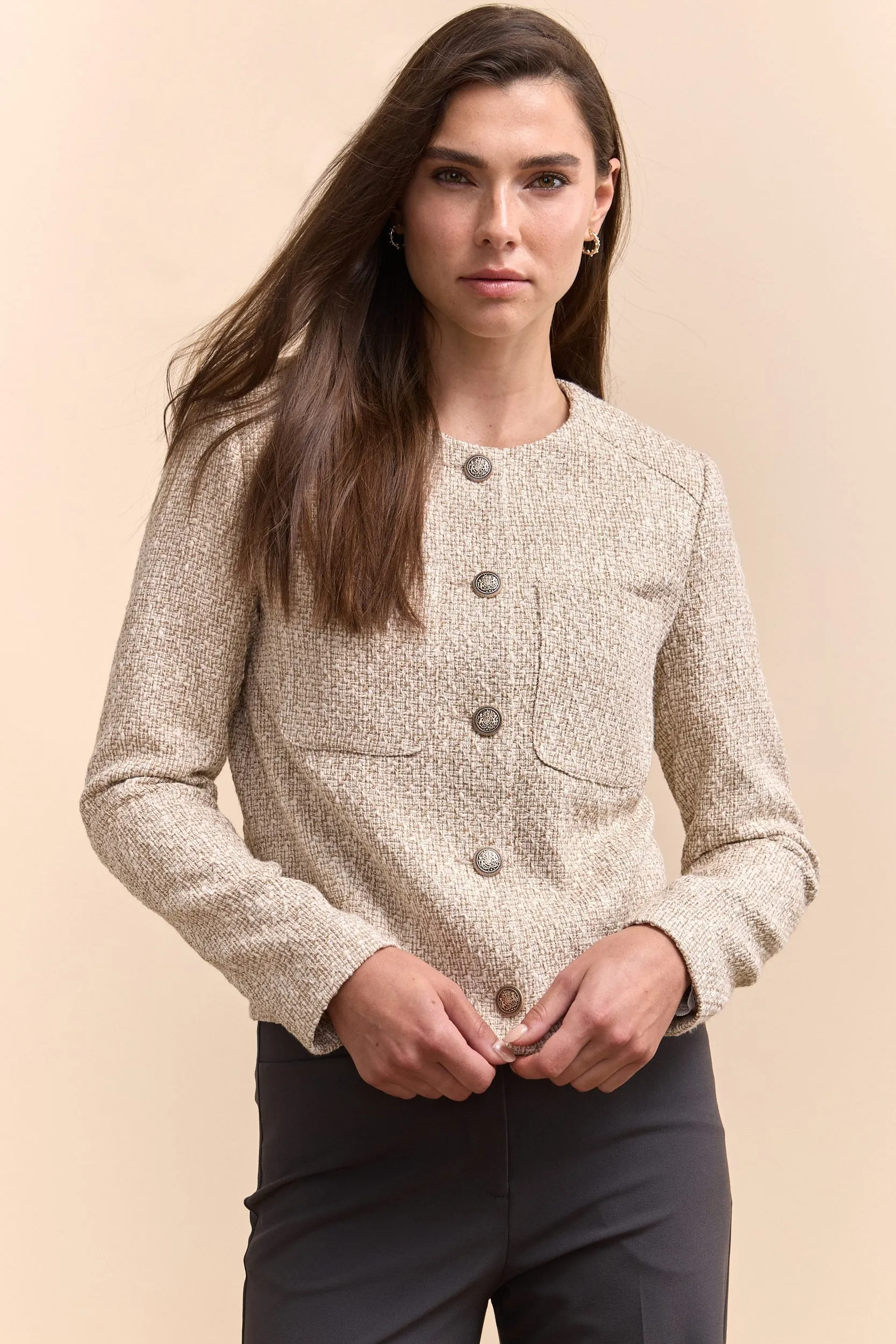 Tweed jacket with applied pockets sold by Tristan Style product image thumbnail 3