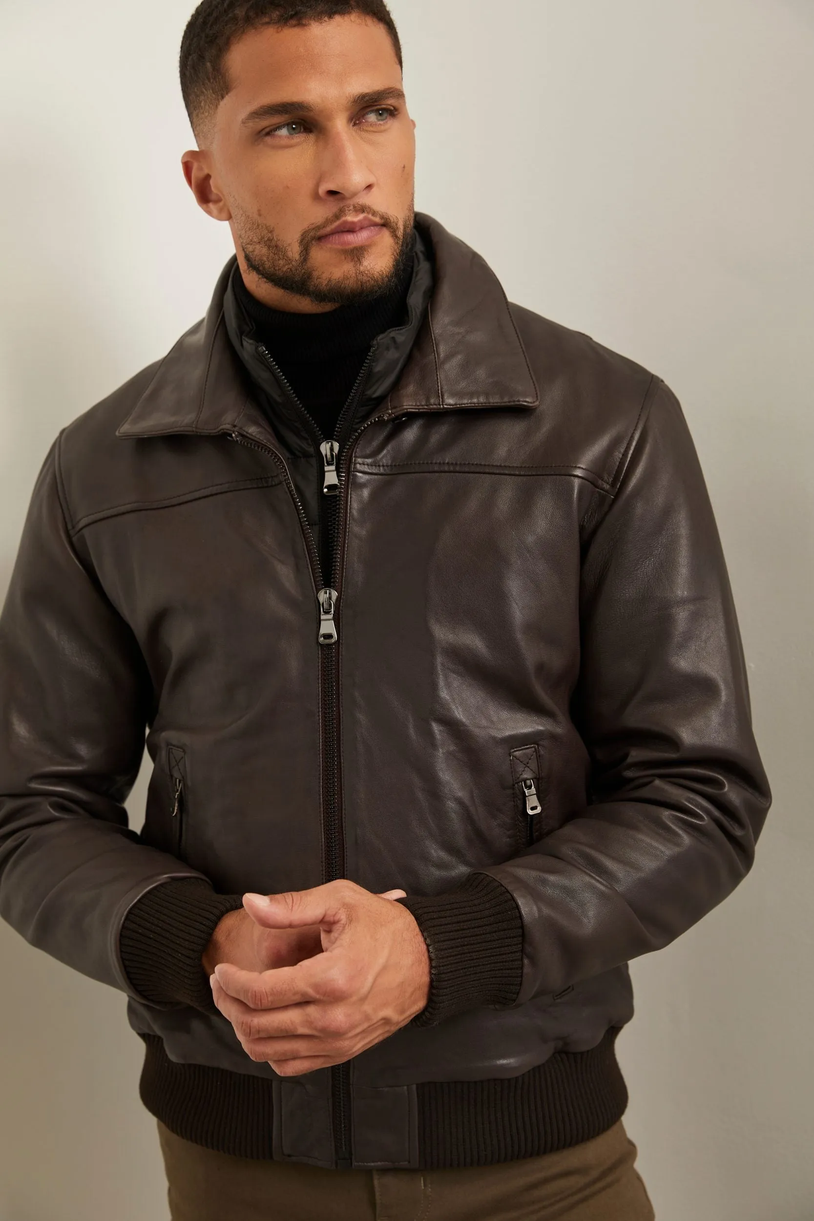 Aviator Leather Jacket sold by Tristan Style product image thumbnail 2