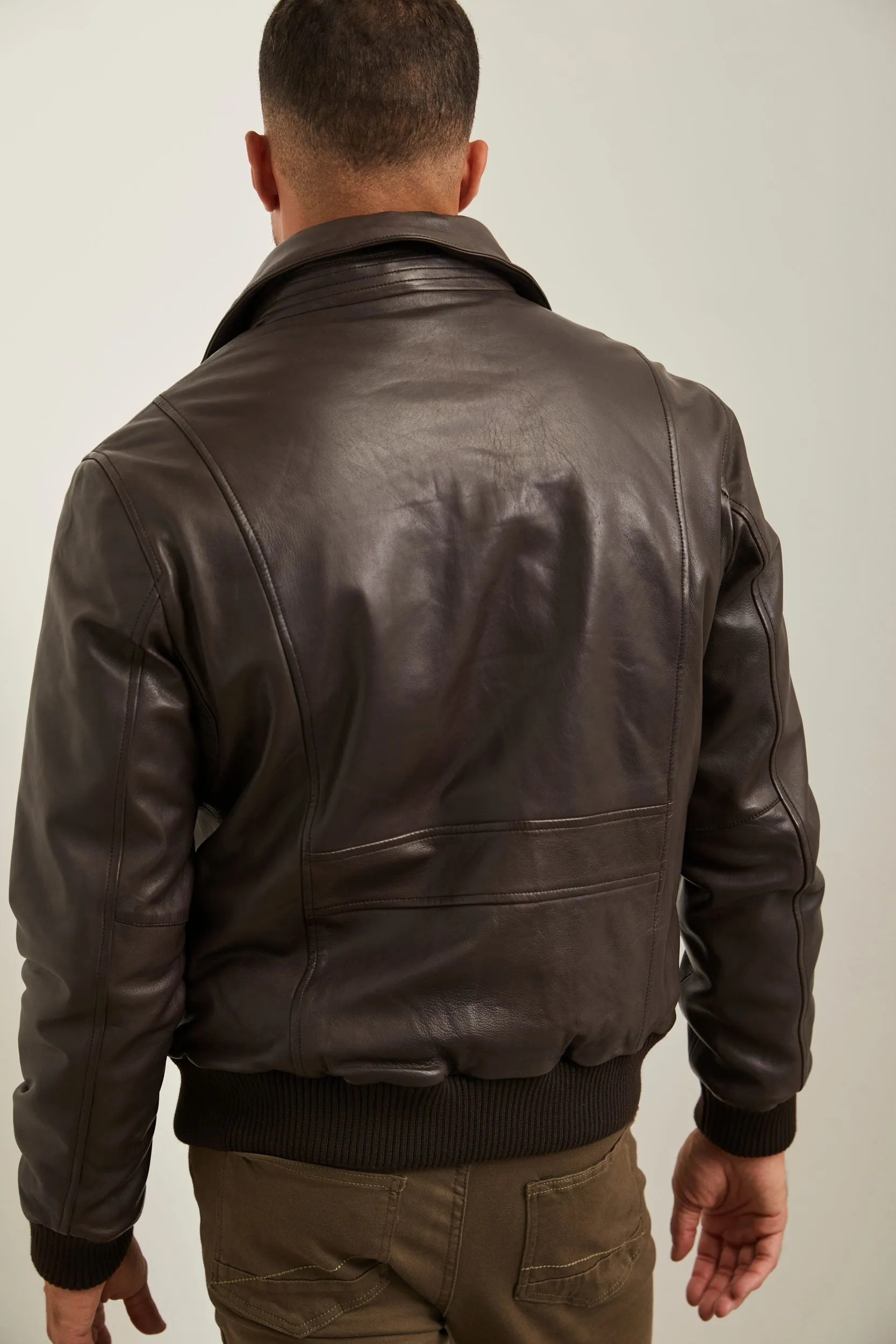 Aviator Leather Jacket sold by Tristan Style product image thumbnail 3