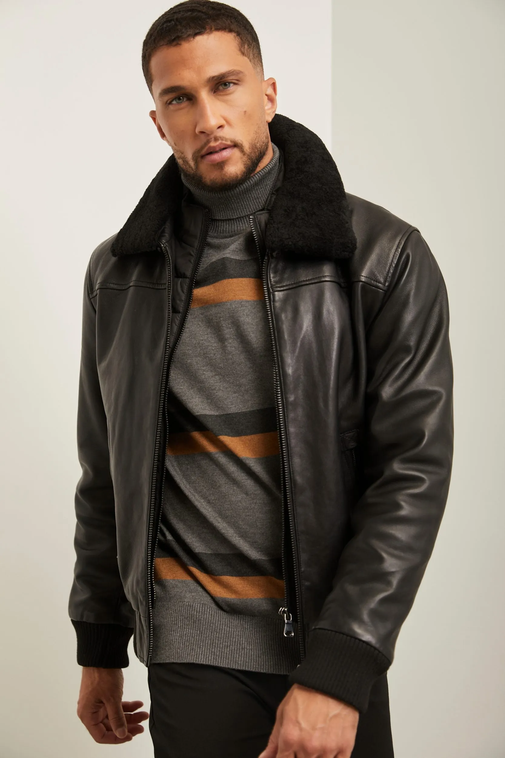 Aviator Leather Jacket sold by Tristan Style product image thumbnail 4