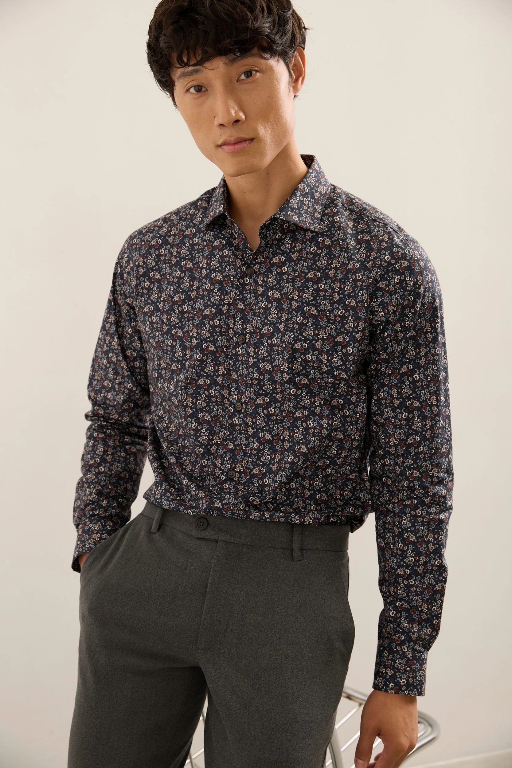 Flower Print Semi-Fitted Shirt sold by Tristan Style