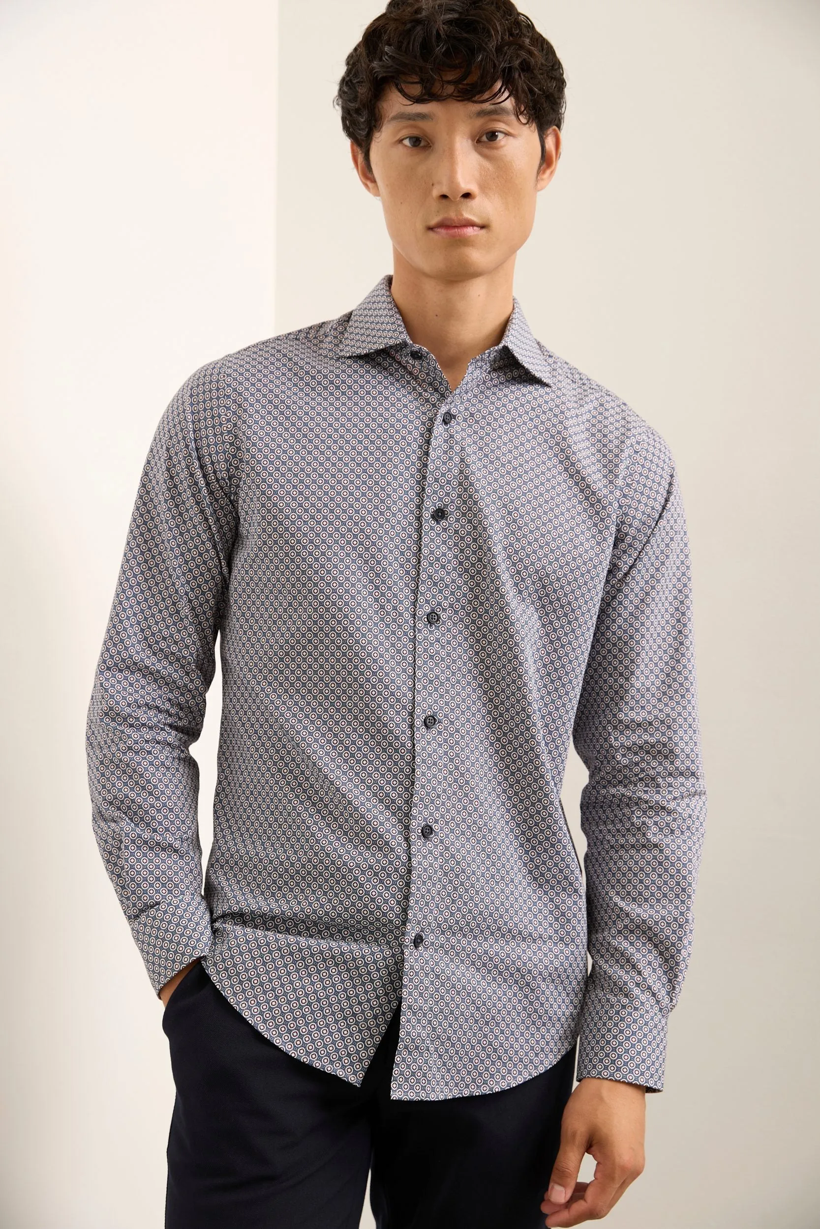 Geo Pattern Print Fitted Shirt sold by Tristan Style