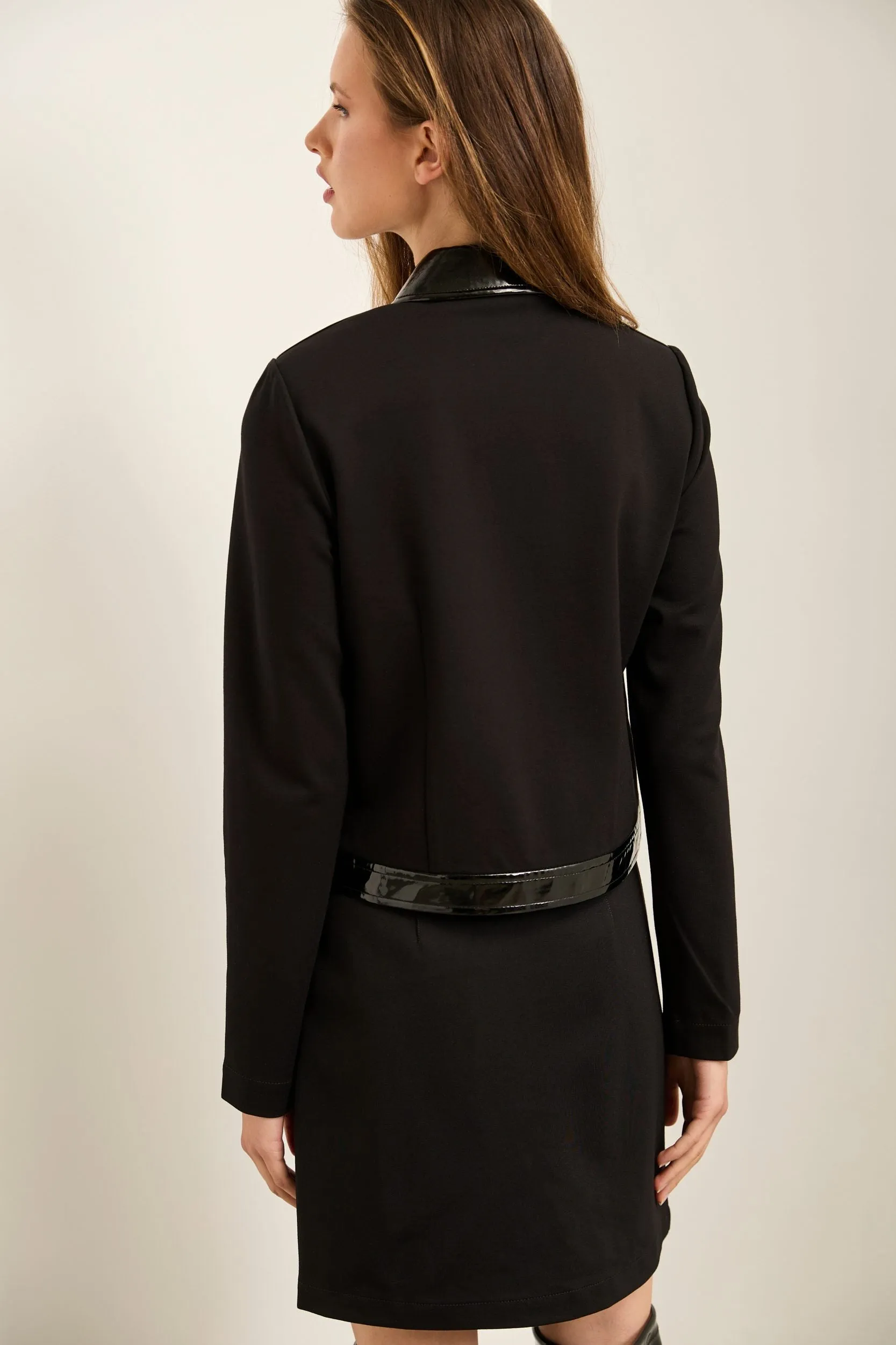 Ponte Jacket With Latex Detail sold by Tristan Style product image thumbnail 3