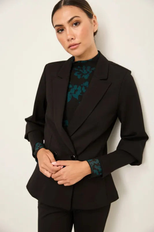 Fitted Bouble-Breasted Ponte Blazer With Ribbed Cuffs sold by Tristan Style