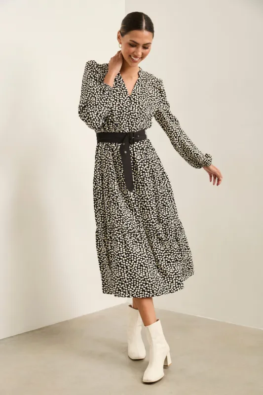 Fluid Printed Dress With Belt sold by Tristan Style