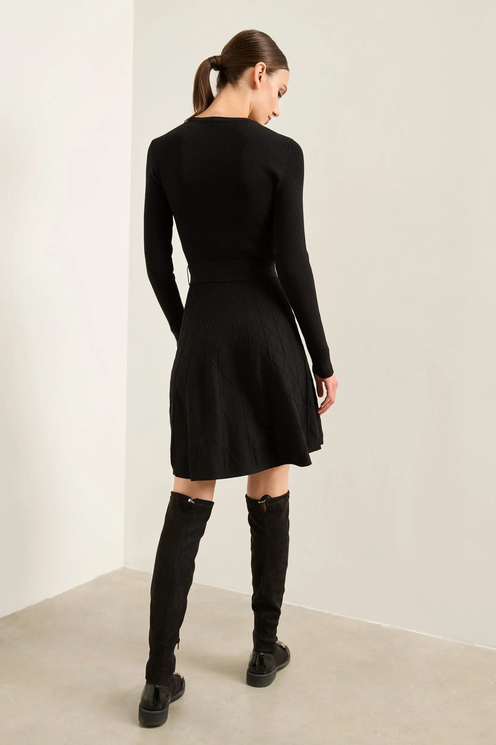 Fit & Flare Knitted Dress With Belt sold by Tristan Style product image thumbnail 3