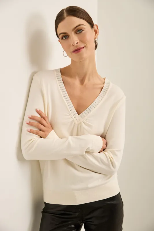 Rhinestones V-neck Sweater sold by Tristan Style