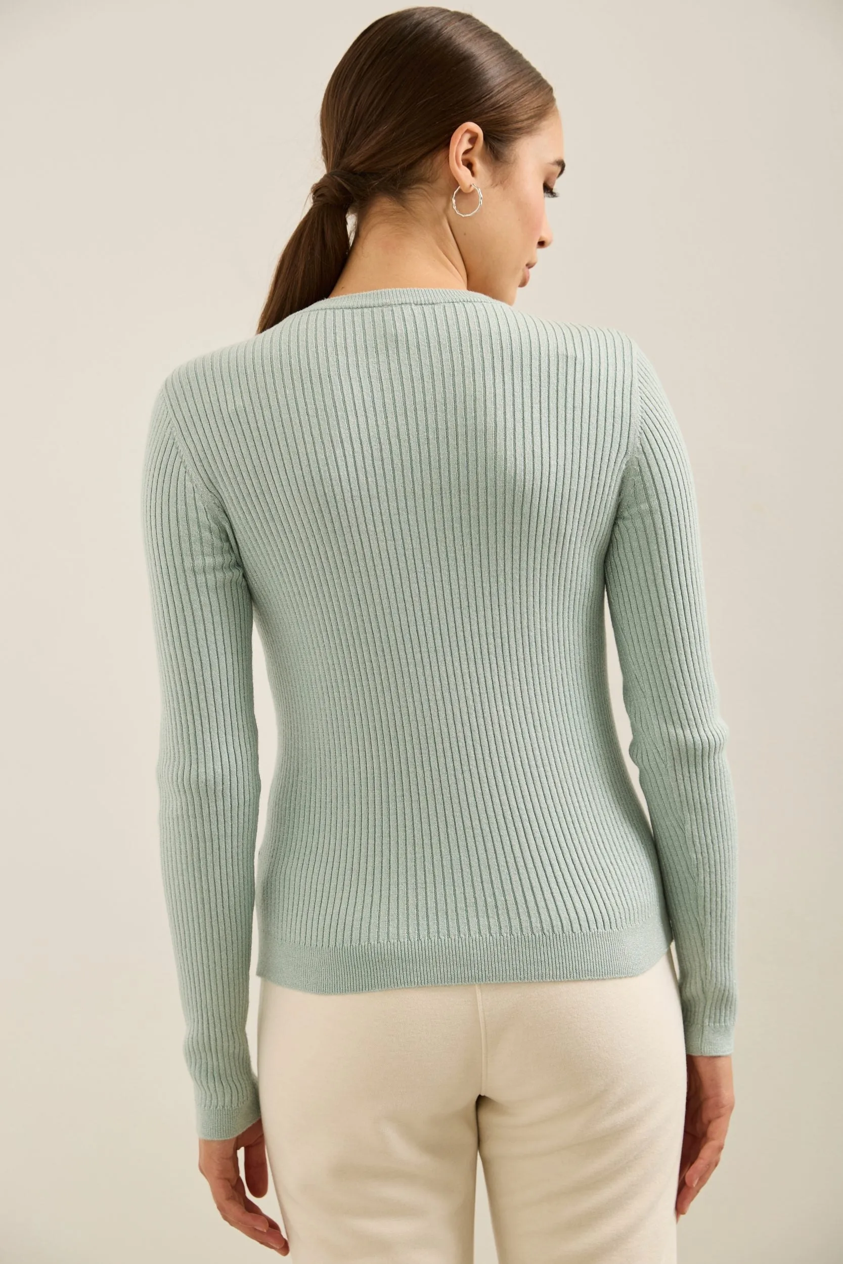 Metallic Effect Long Sleeve Ribbed Sweater sold by Tristan Style product image thumbnail 4