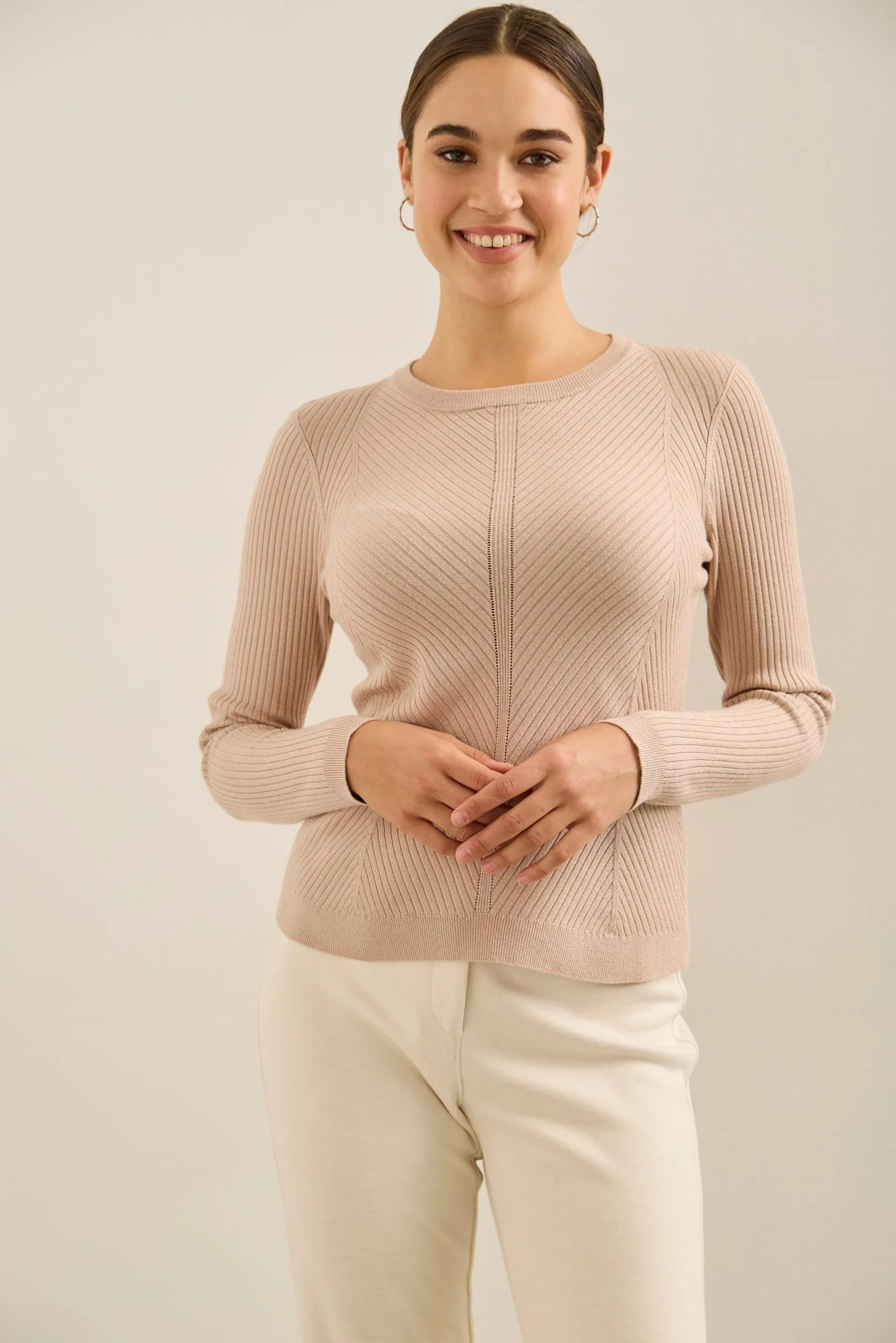 Metallic Effect Long Sleeve Ribbed Sweater sold by Tristan Style