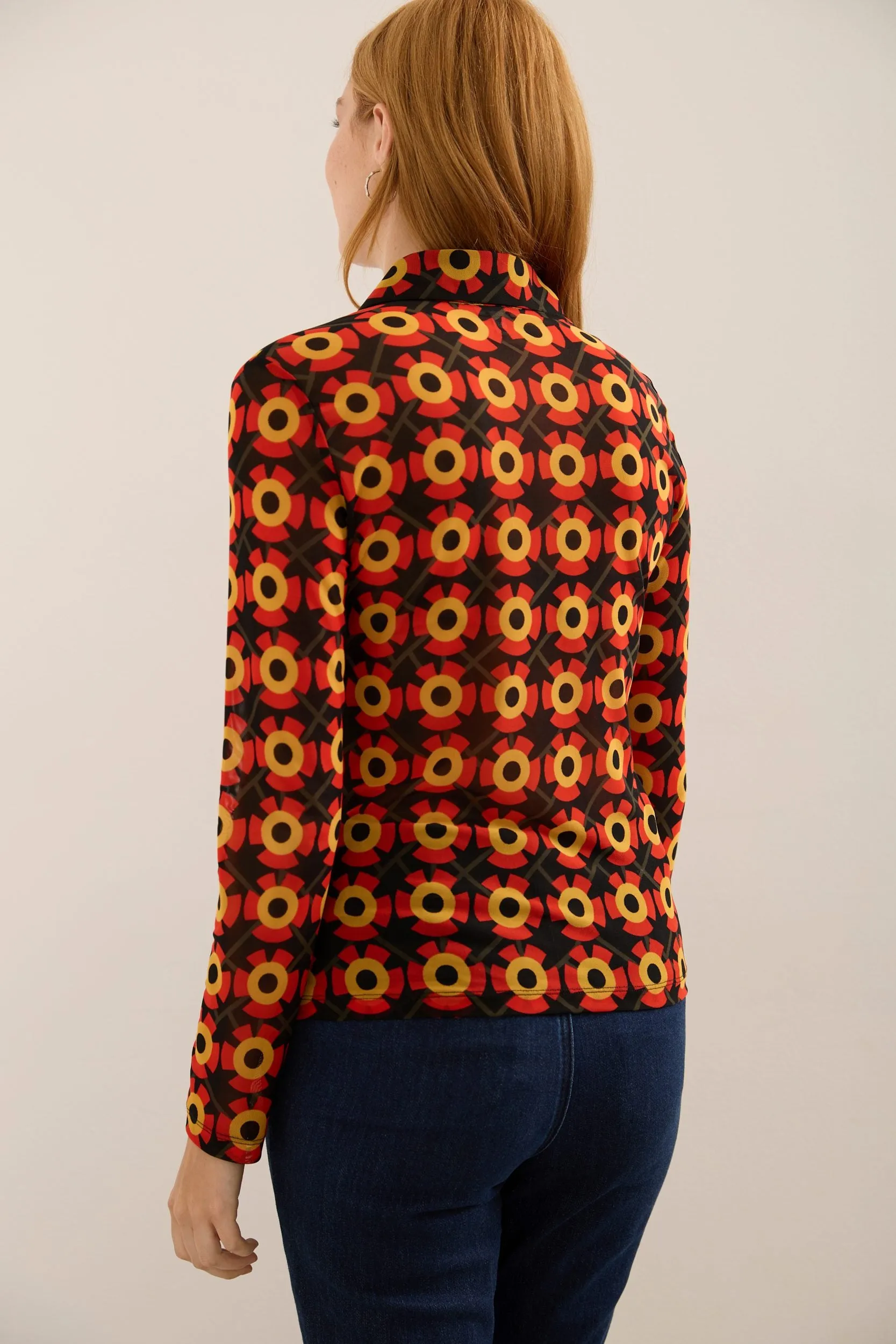 Micro Mesh Printed Top With Polo Collar sold by Tristan Style product image thumbnail 2