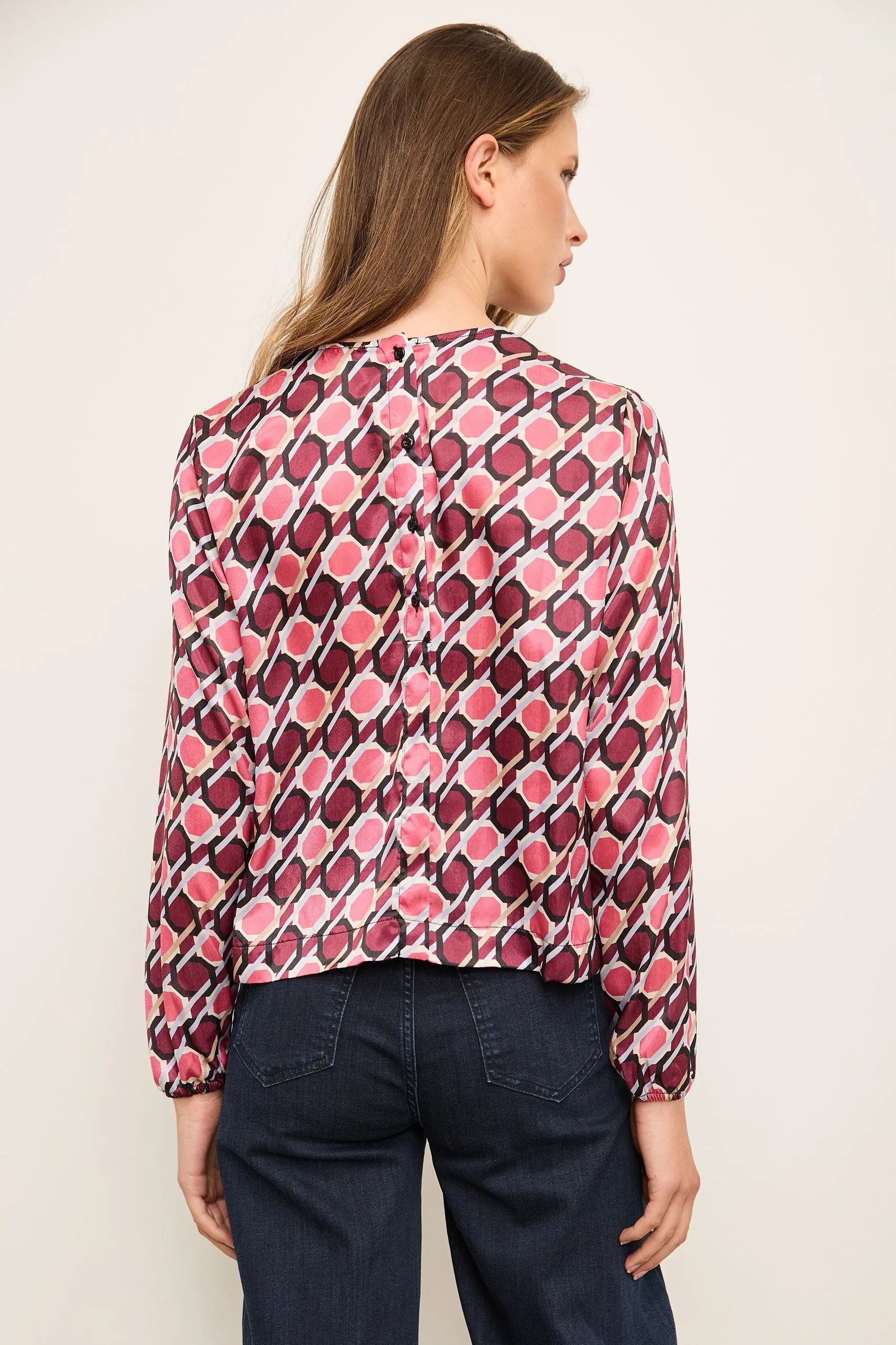 Printed Cropped Blouse With Puffy Sleeves sold by Tristan Style product image thumbnail 4