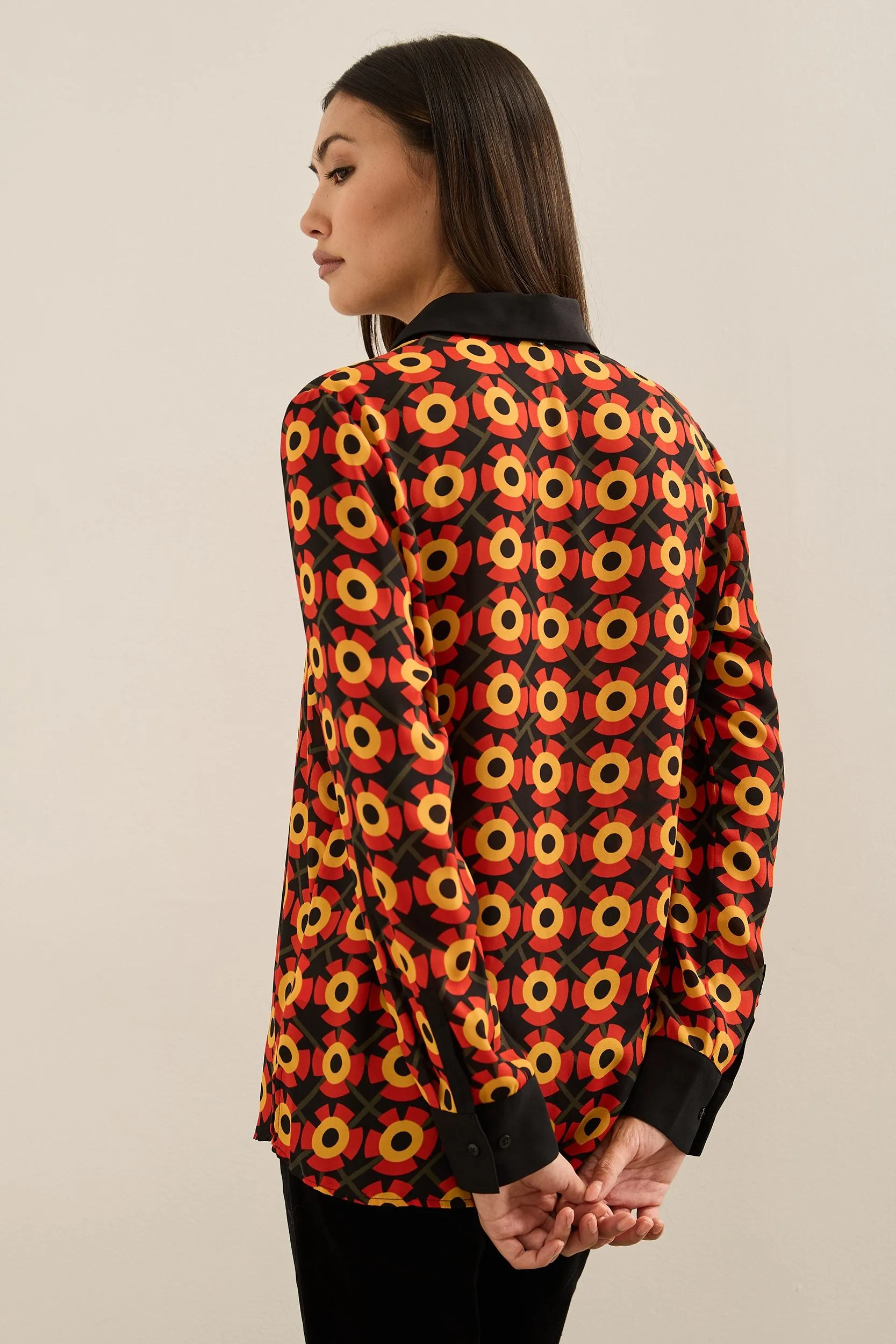 Retro Print Shirt With Contrasting Details sold by Tristan Style product image thumbnail 4
