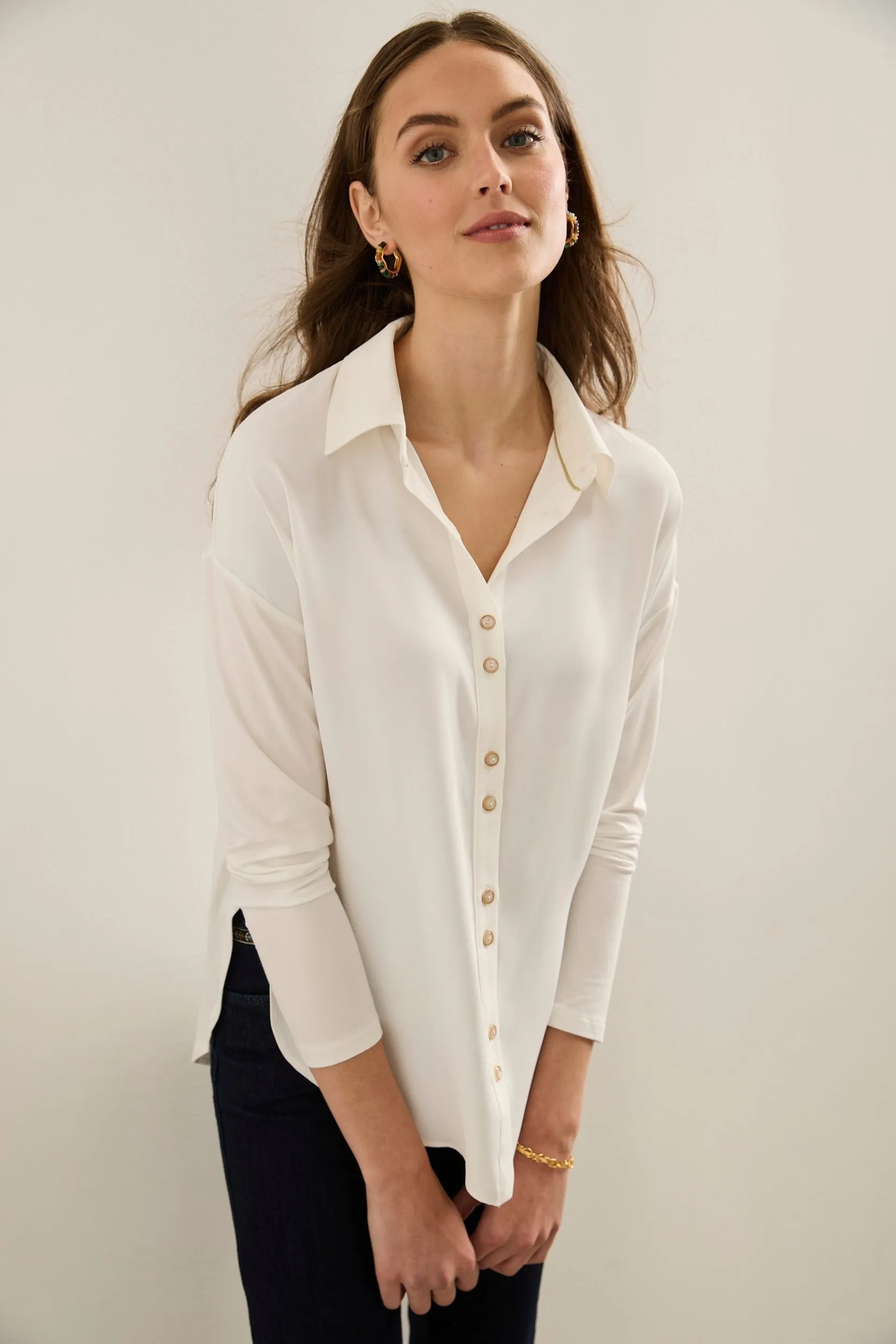 Mixed fabrics Oversized Blouse sold by Tristan Style