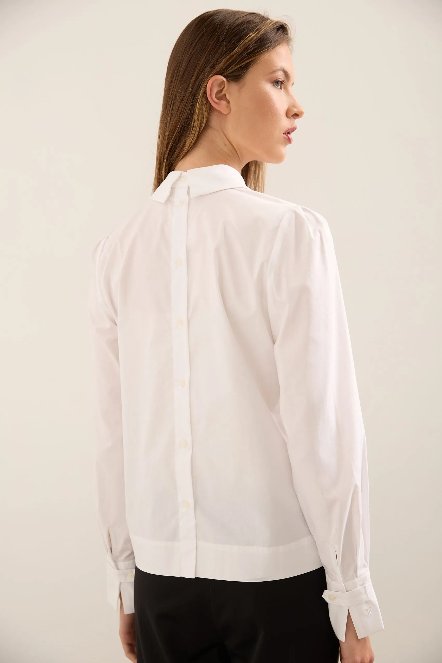 Cropped Poplin Blouse With Back Placket sold by Tristan Style product image thumbnail 2