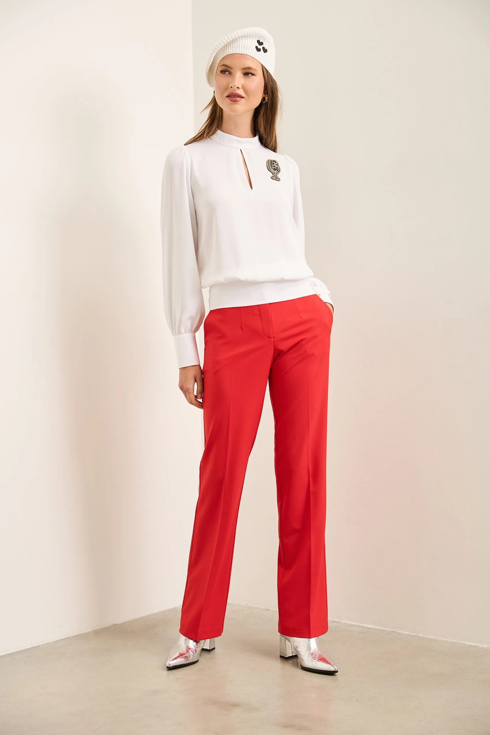 Mock Neck Blouse With Rushed Waistband sold by Tristan Style product image thumbnail 2