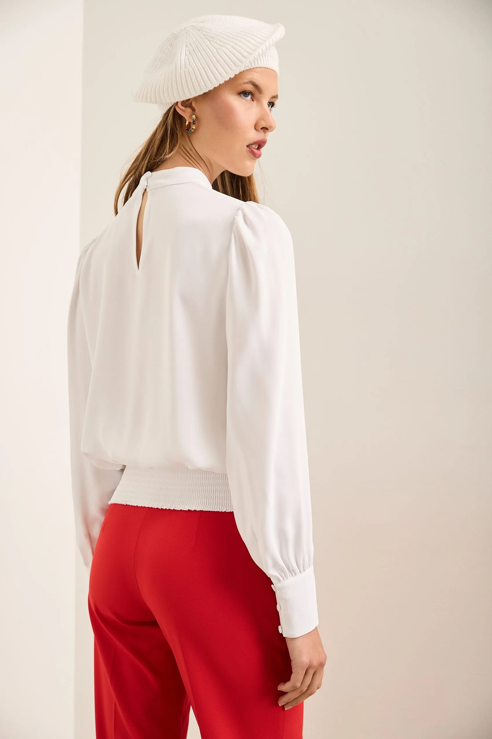 Mock Neck Blouse With Rushed Waistband sold by Tristan Style product image thumbnail 3