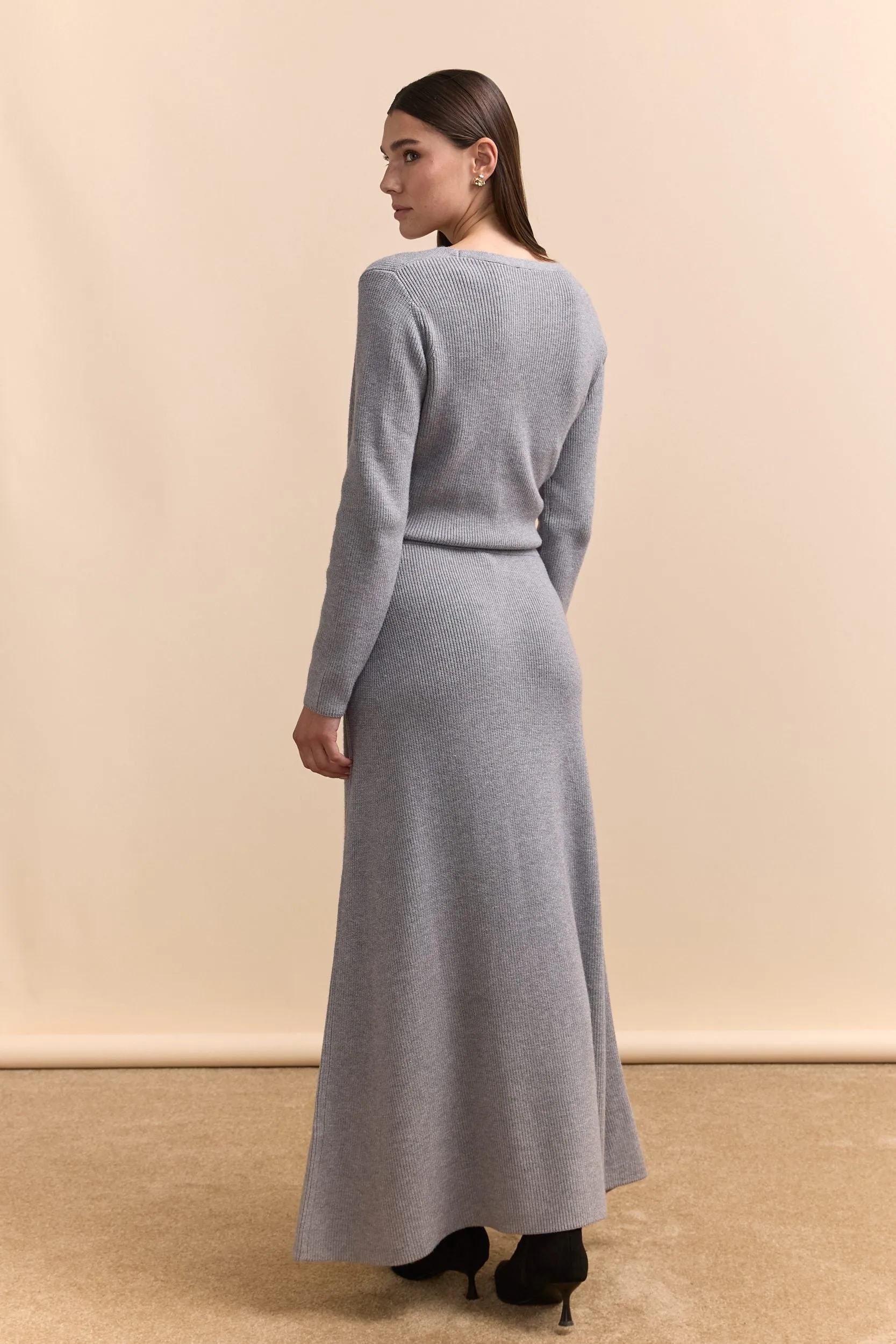 Long knit flare skirt sold by Tristan Style product image thumbnail 2