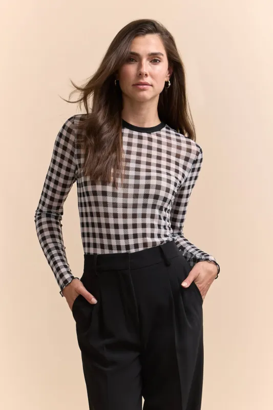 Printed mesh top sold by Tristan Style