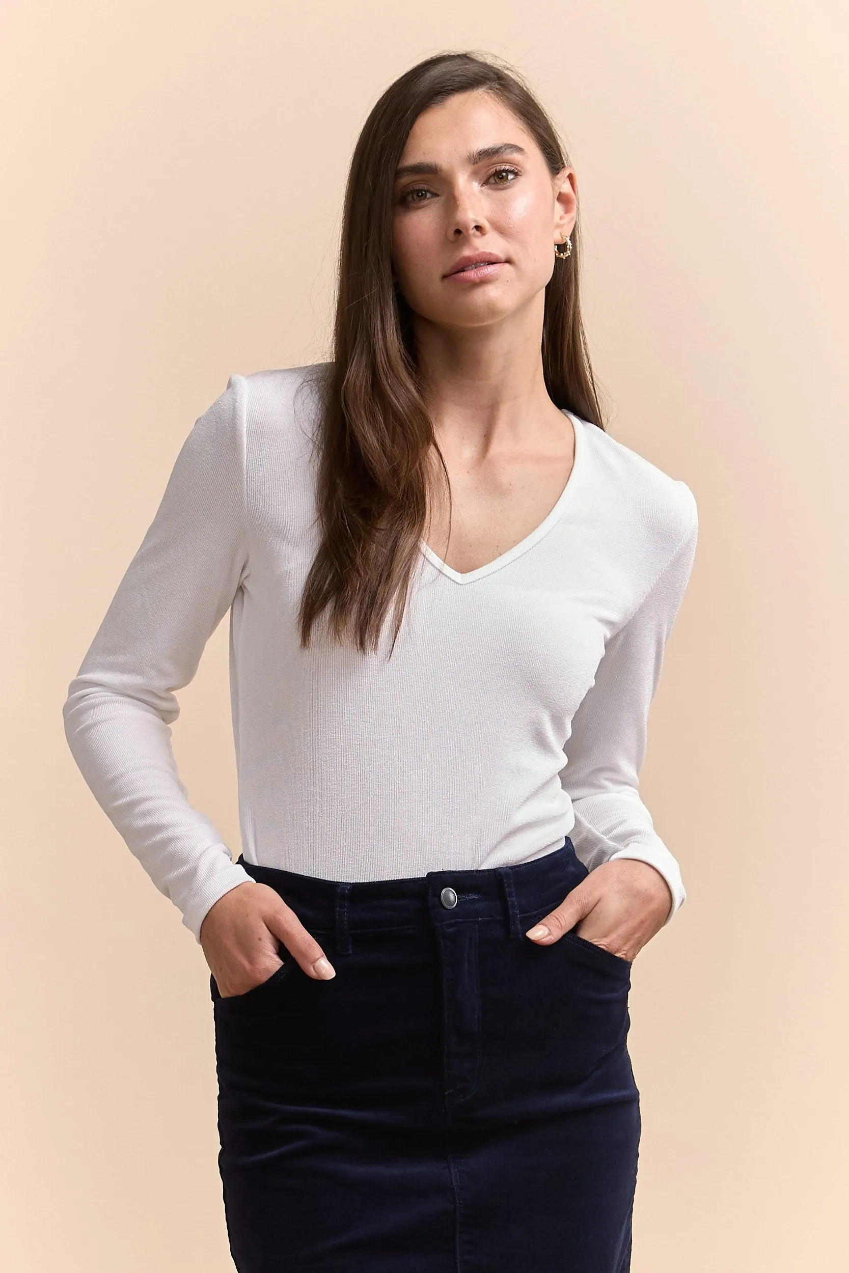 Ribbed top with V neck sold by Tristan Style product image thumbnail 2