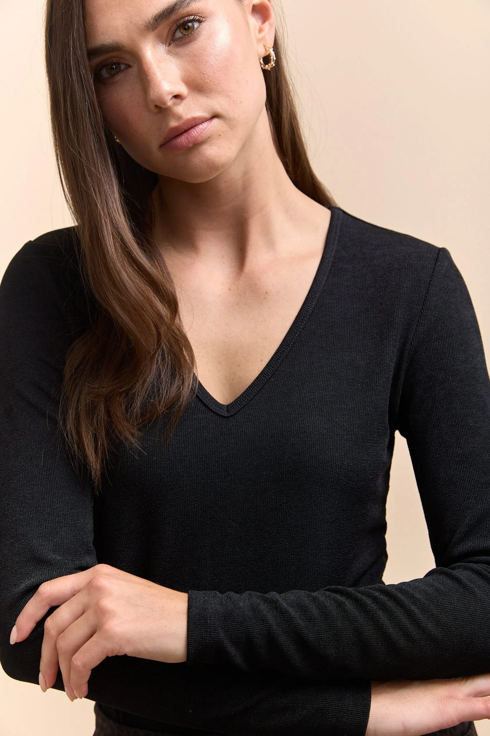 Ribbed top with V neck sold by Tristan Style product image thumbnail 4