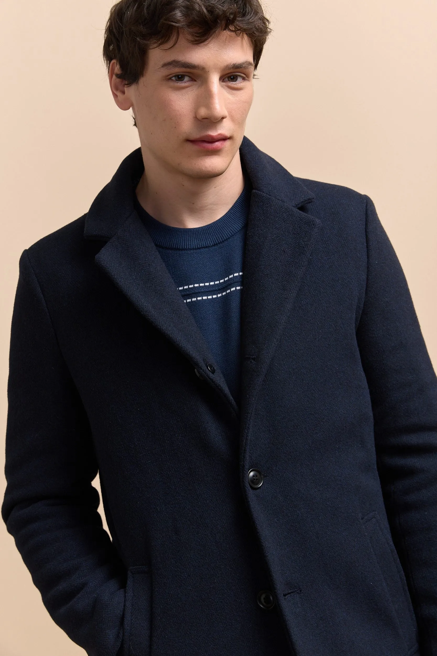 Herringbone coat with removable collar sold by Tristan Style product image thumbnail 5