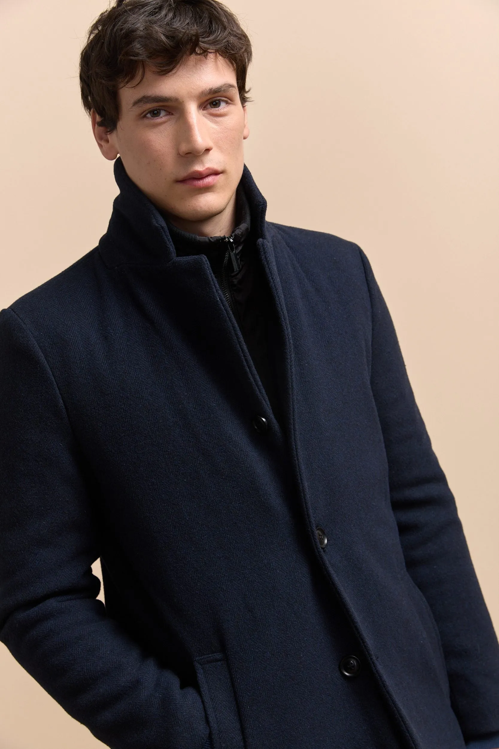 Herringbone coat with removable collar sold by Tristan Style product image thumbnail 3