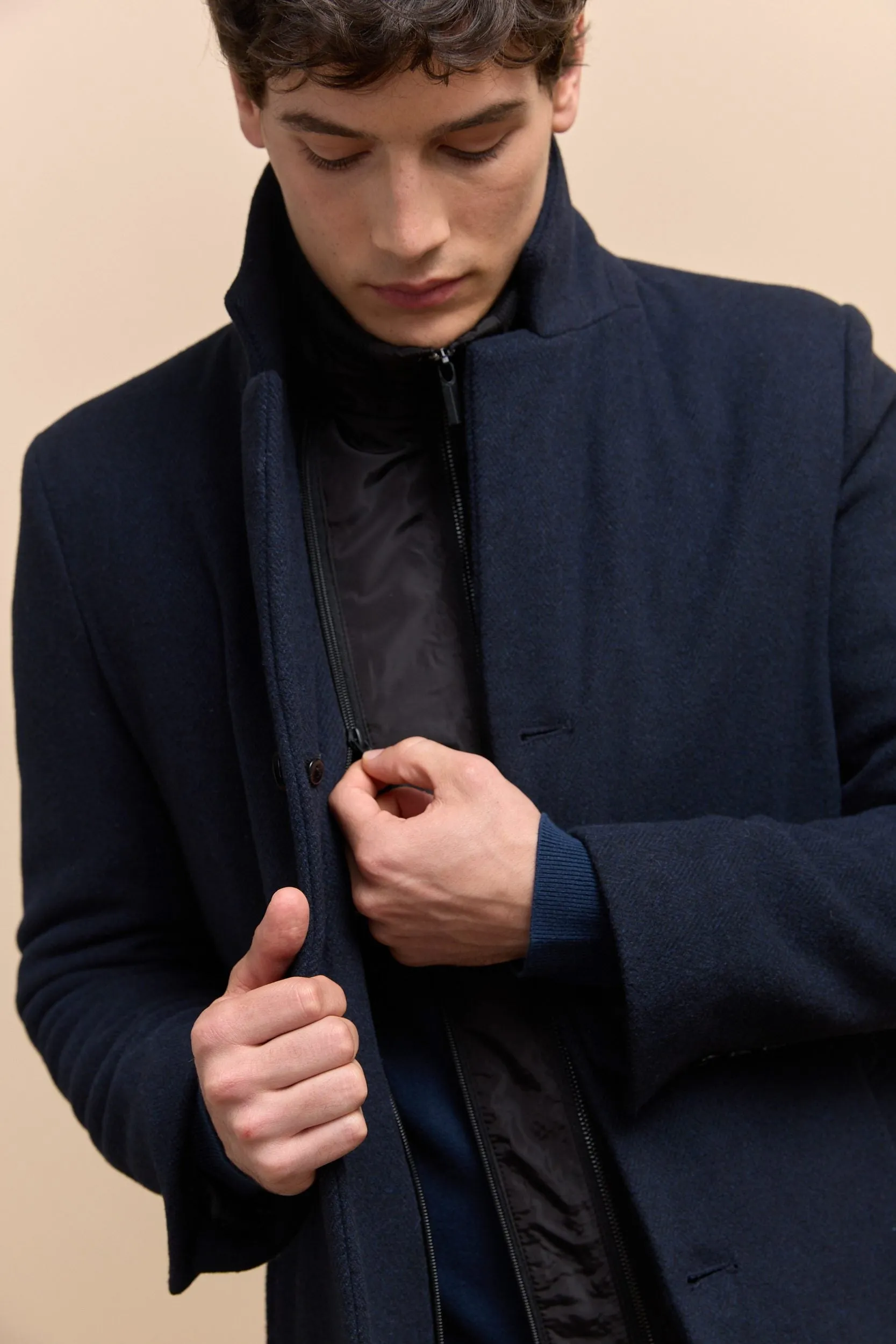Herringbone coat with removable collar sold by Tristan Style product image thumbnail 4