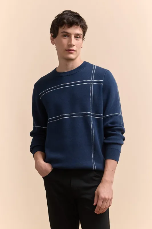 Graphic pattern crew neck sweater sold by Tristan Style