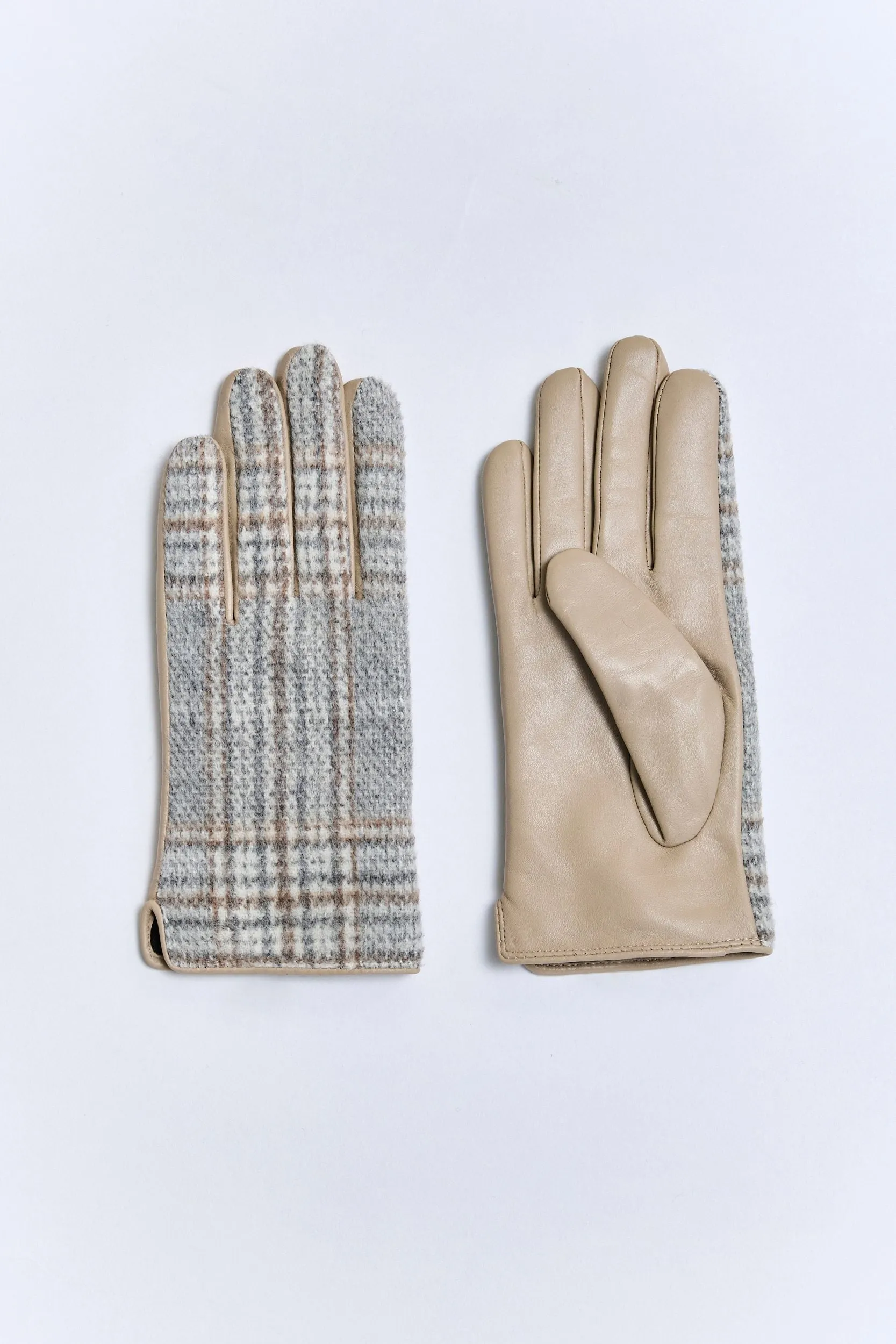 Plaid pattern leather gloves sold by Tristan Style product image thumbnail 2
