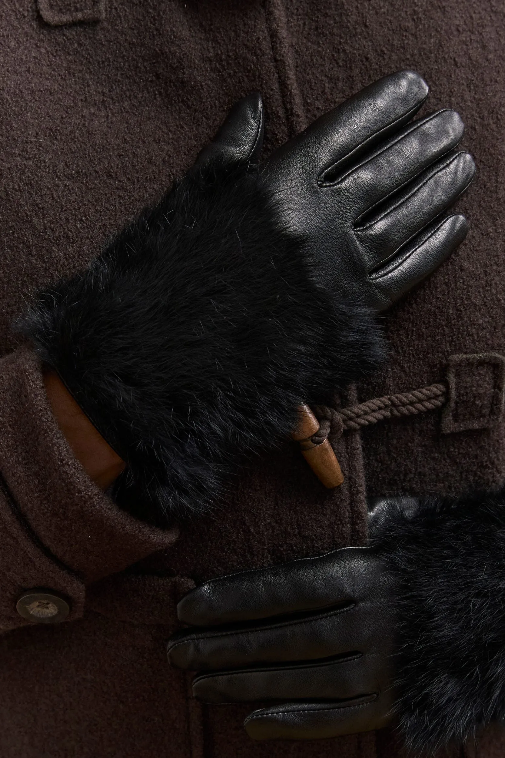 Leather gloves with fur sold by Tristan Style product image thumbnail 2