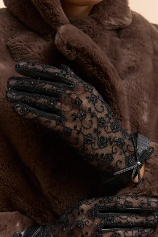 Lace and leather gloves sold by Tristan Style