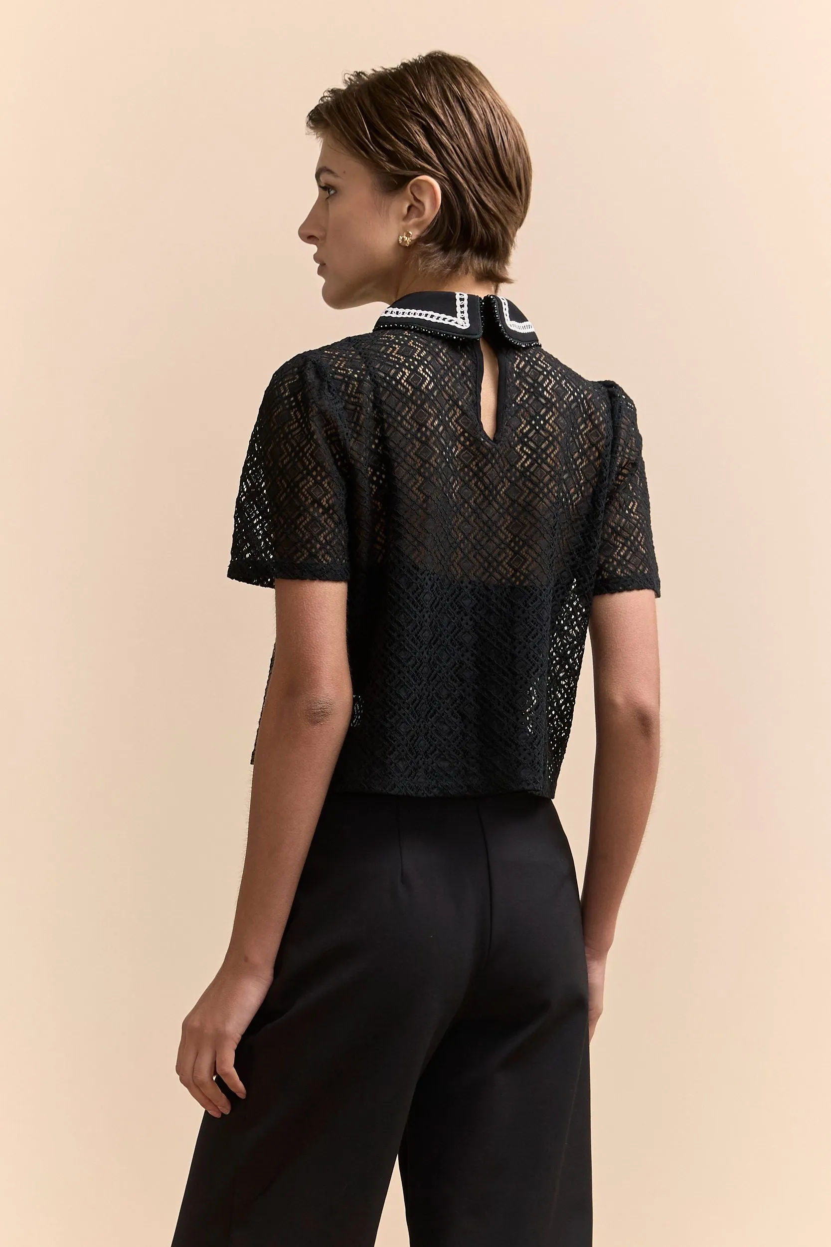 Lace blouse with embellished collar sold by Tristan Style product image thumbnail 2