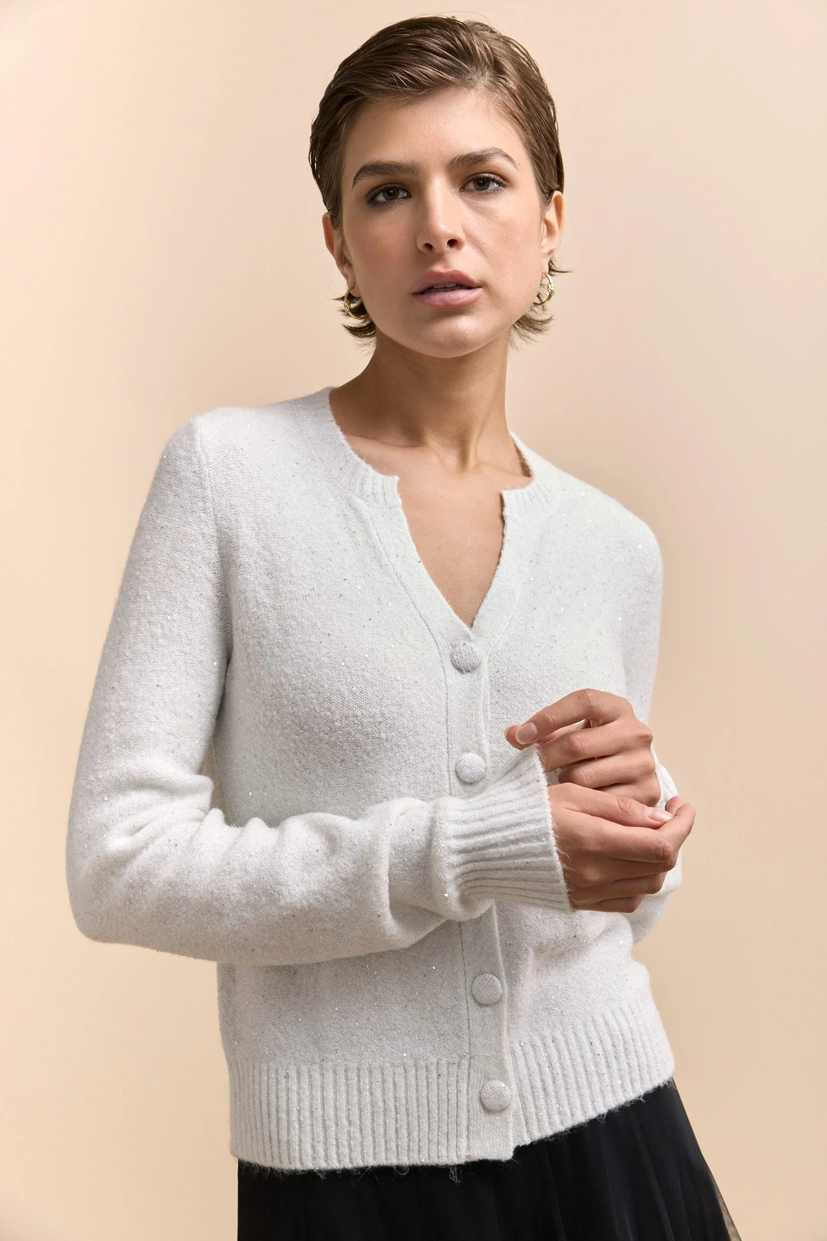 Textured Knit Buttoned Cardigan sold by Tristan Style product image thumbnail 3