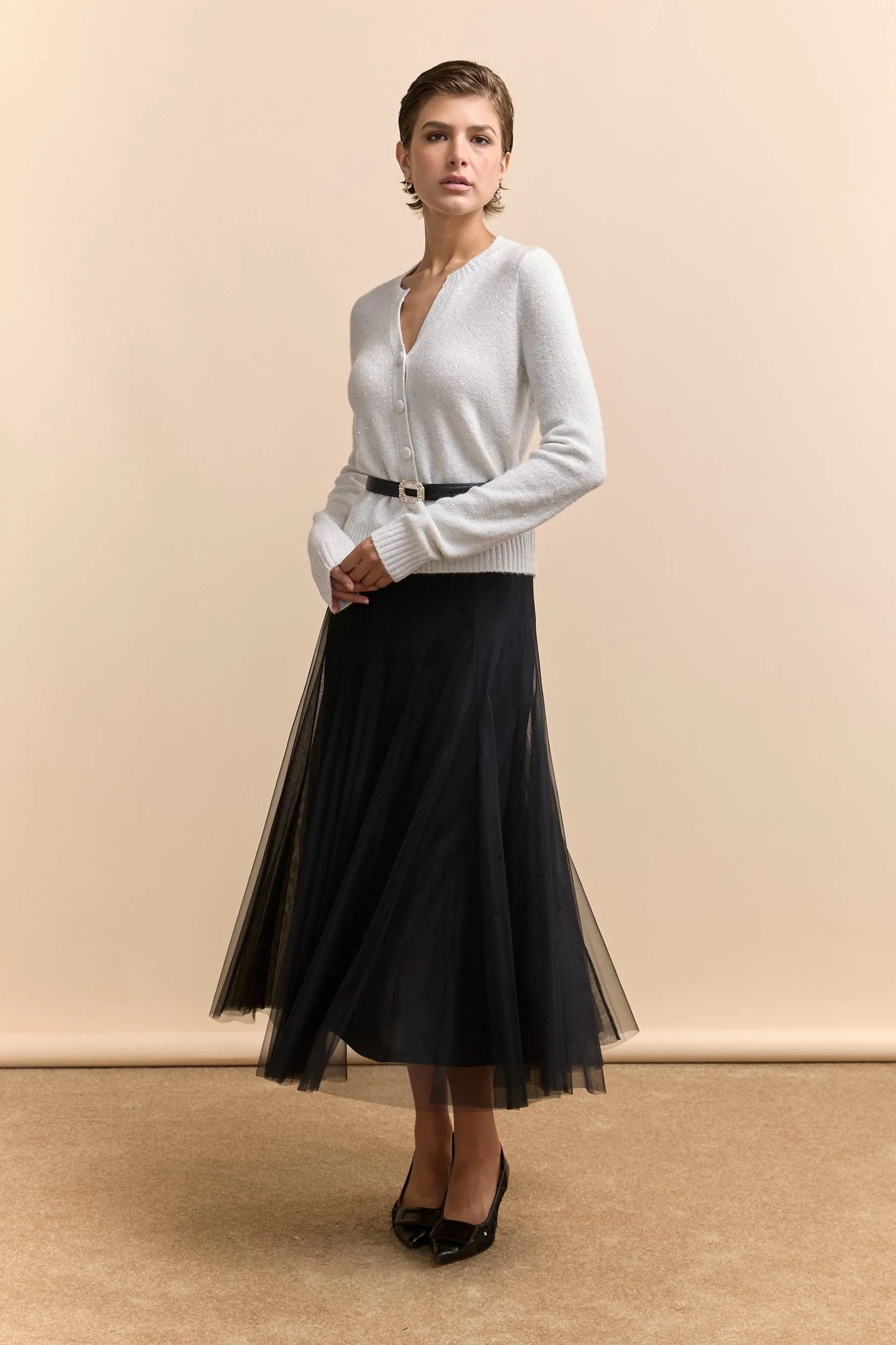 Textured Knit Buttoned Cardigan sold by Tristan Style product image thumbnail 5