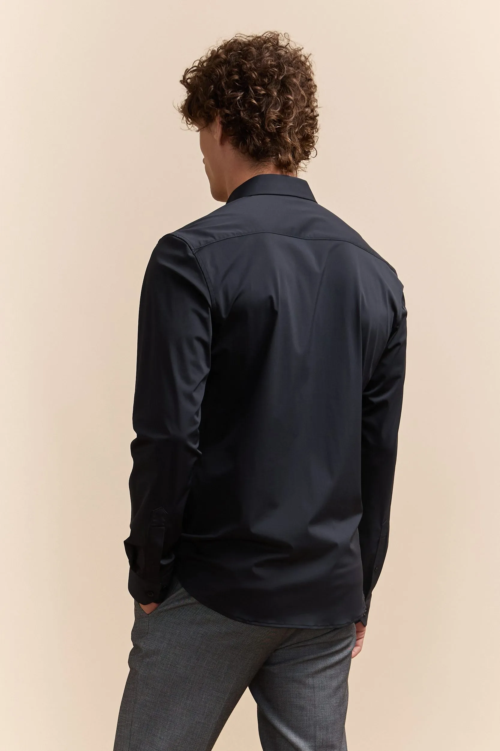 Extra-fitted plain jersey shirt sold by Tristan Style product image thumbnail 3
