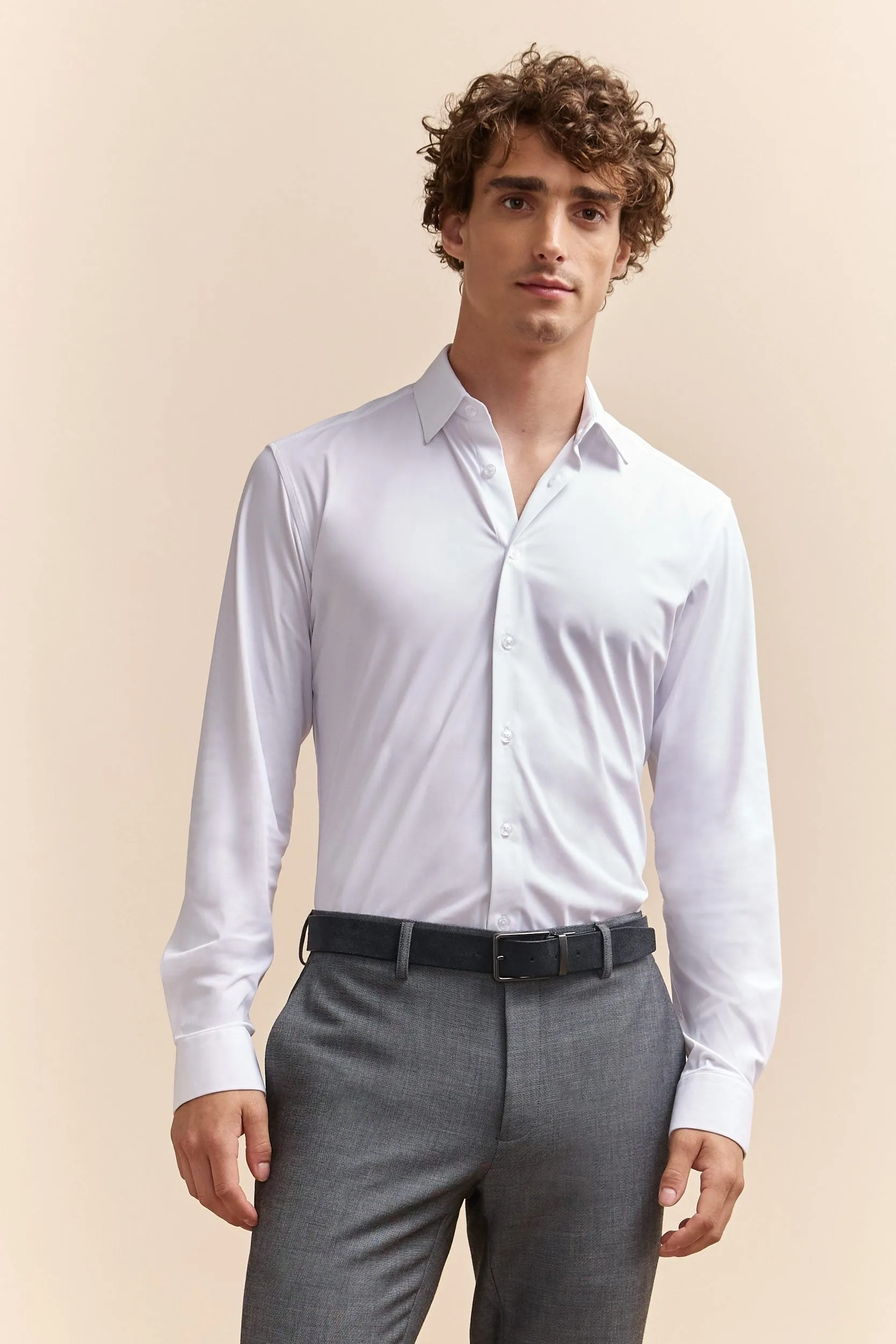 Extra-fitted plain jersey shirt sold by Tristan Style product image thumbnail 2