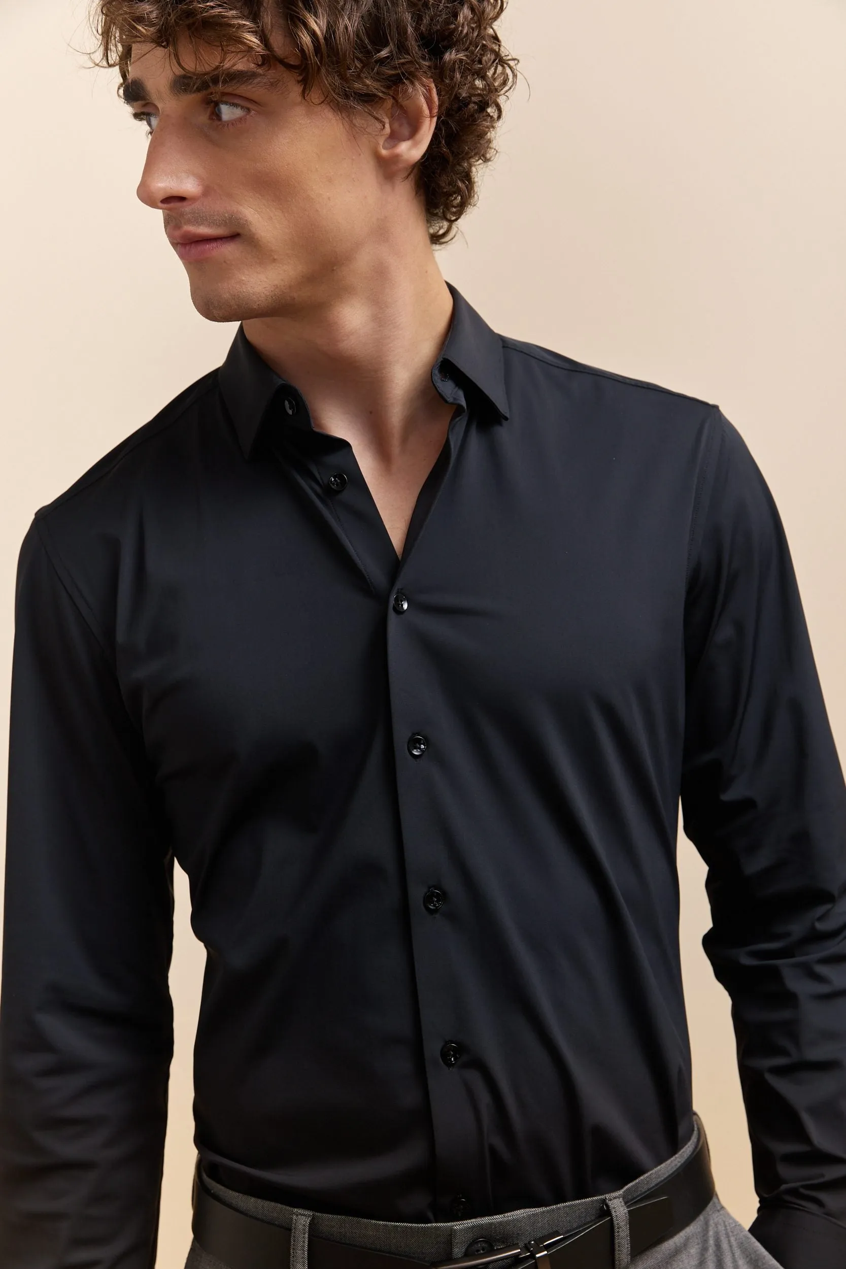Extra-fitted plain jersey shirt sold by Tristan Style product image thumbnail 4