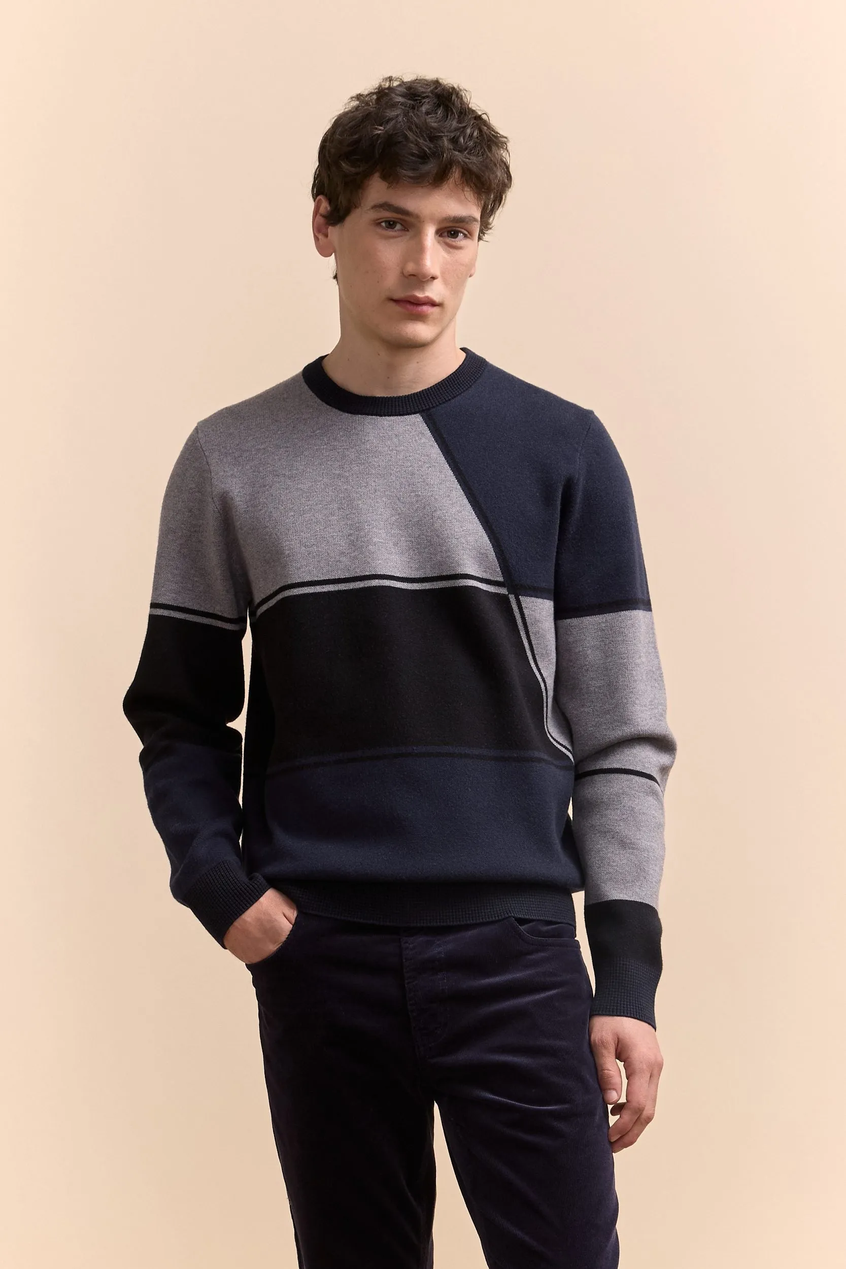 Blocking crew sweater sold by Tristan Style