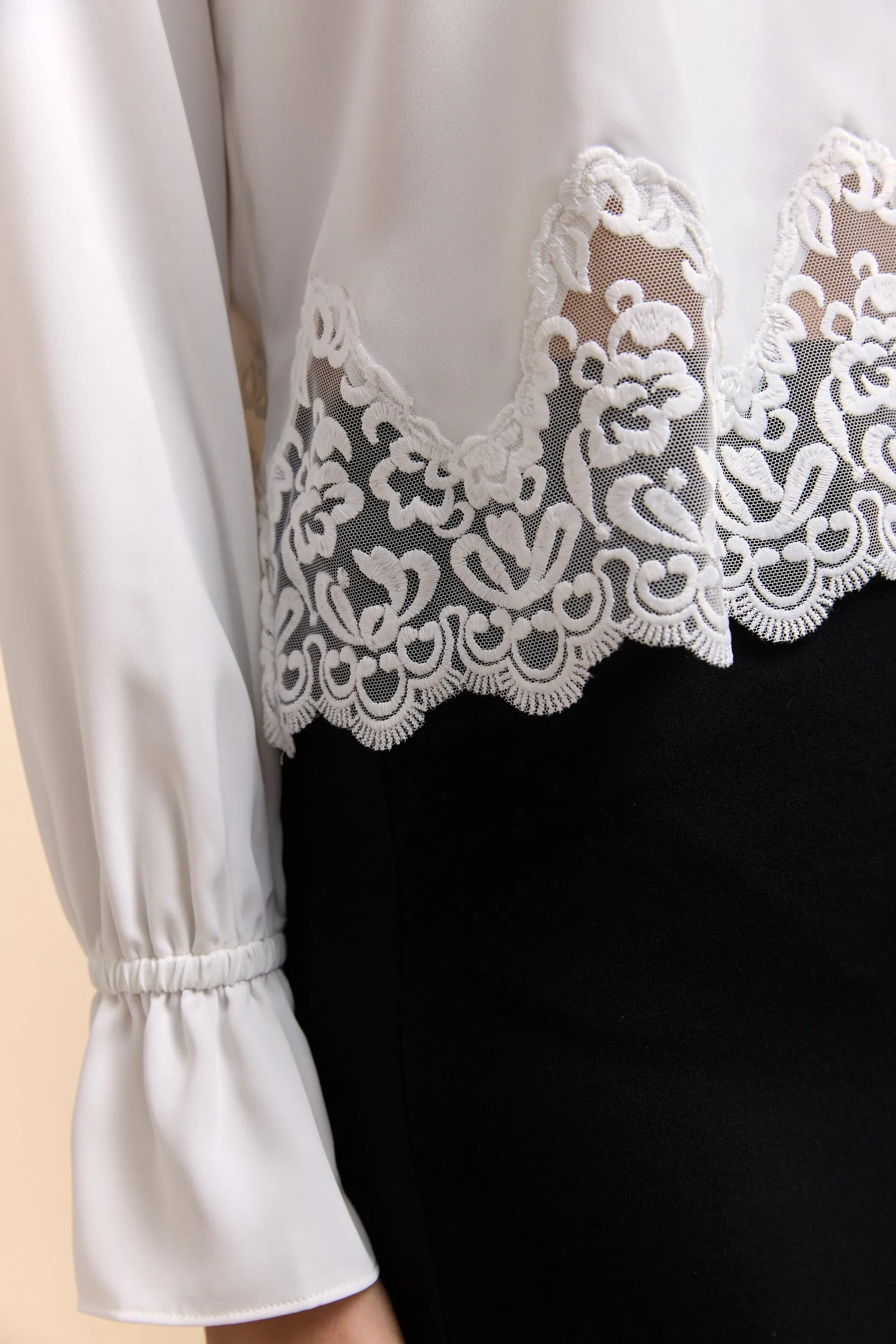 Cropped blouse with lace hem sold by Tristan Style product image thumbnail 4