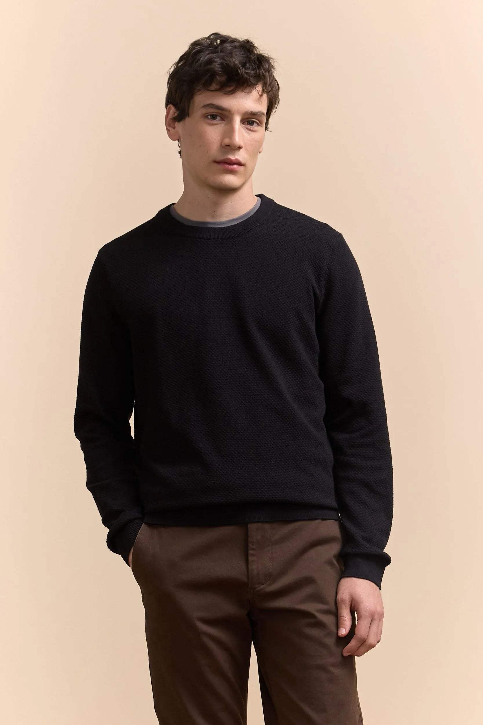 Textured crew neck sweater sold by Tristan Style product image thumbnail 2