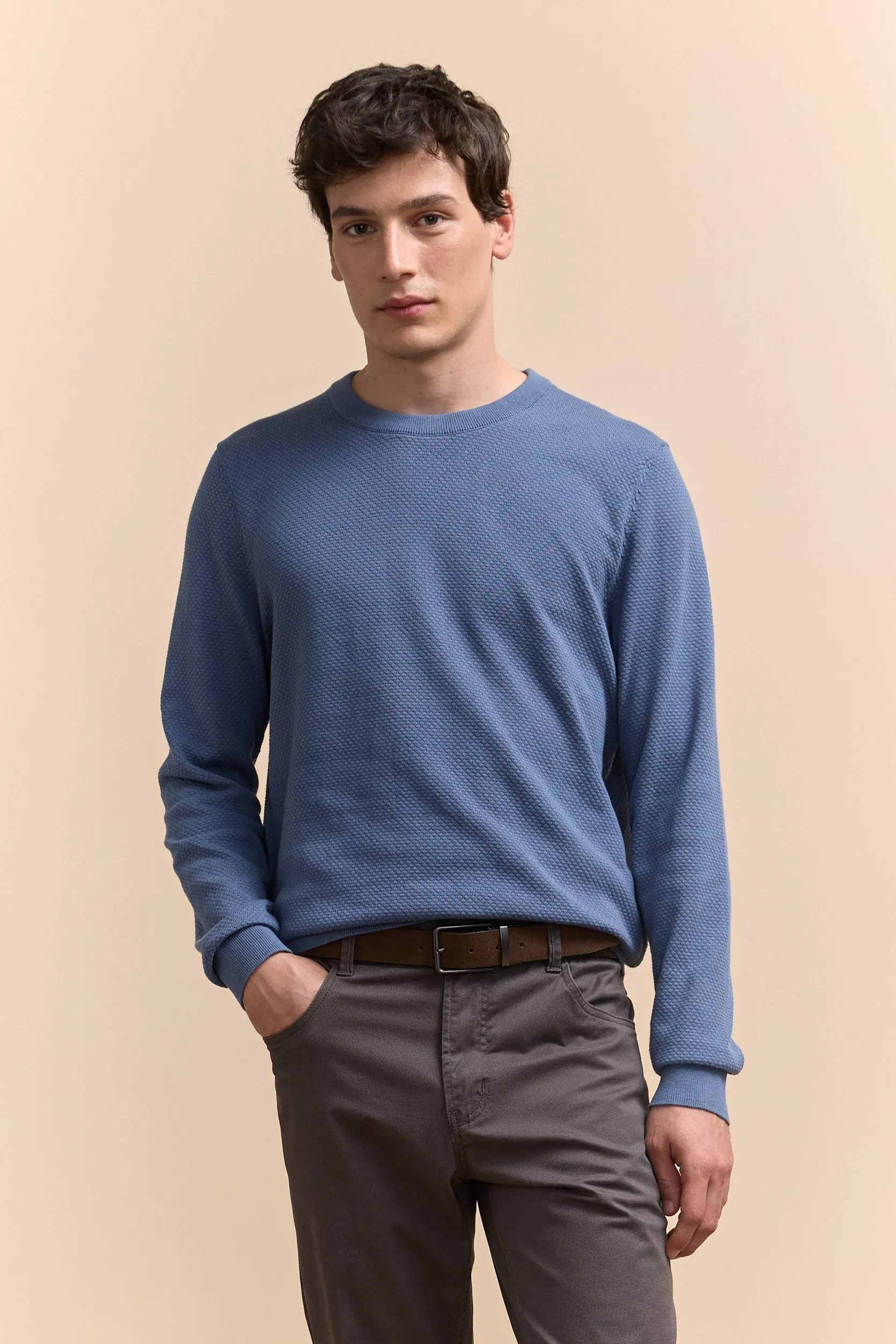 Textured crew neck sweater sold by Tristan Style product image thumbnail 3