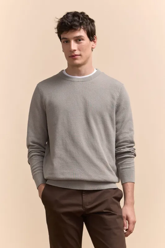 Textured crew neck sweater sold by Tristan Style