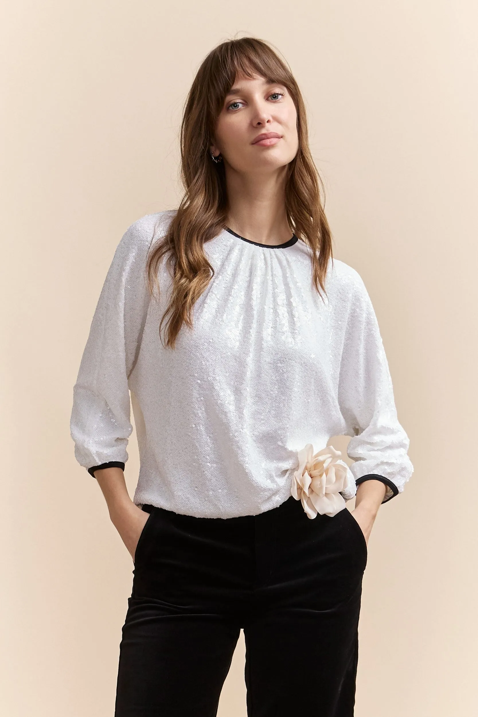 Sequined dropped shoulder top sold by Tristan Style product image thumbnail 2