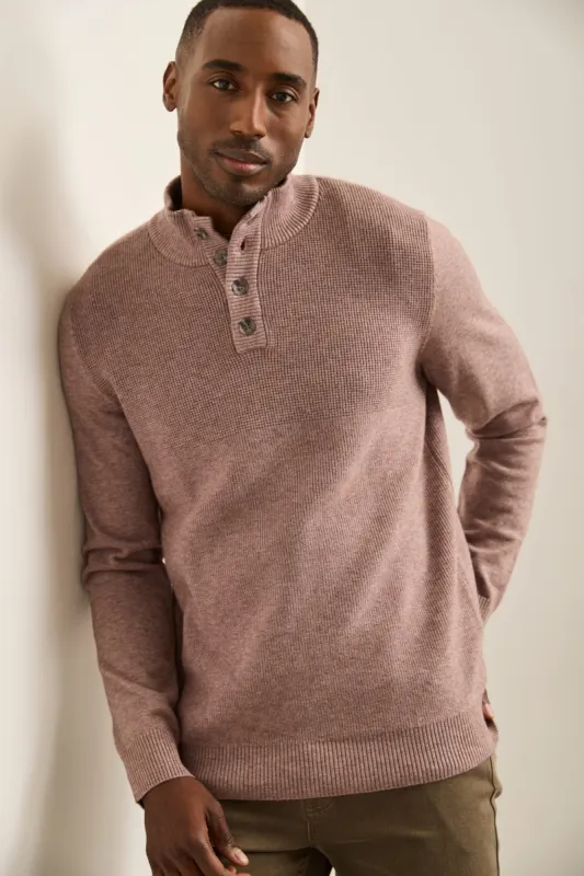 Textured mock neck sweater sold by Tristan Style