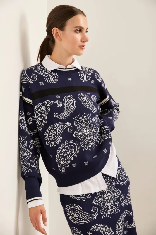Oversized Crew Neck Jacquard Sweater sold by Tristan Style