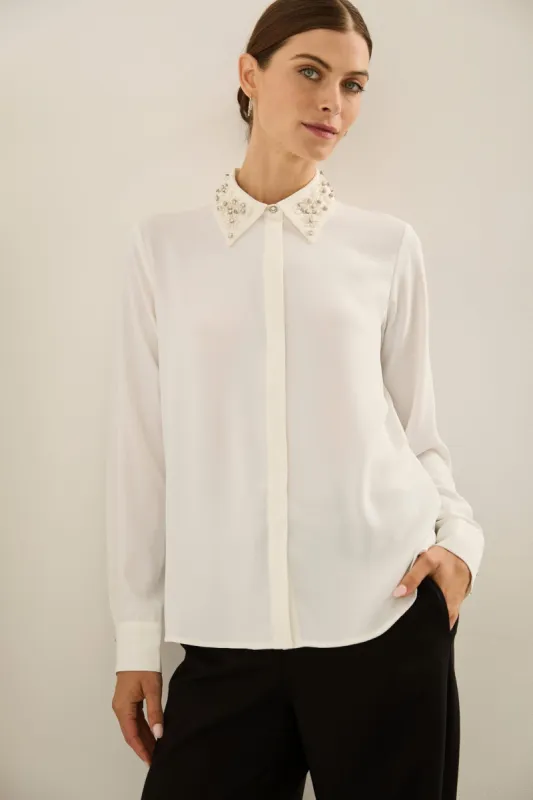 Regular shirt with pearls sold by Tristan Style